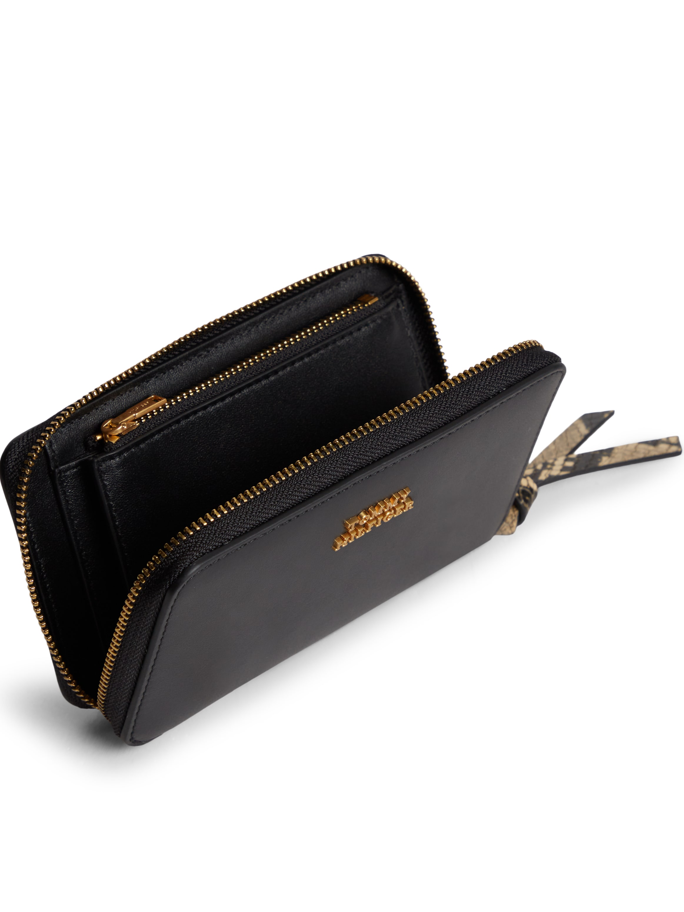 Tommy Hilfiger Geldbörse »TH LEATHER MED ZA WALLET« Damen Geldbeutel, Portemonnaie mit goldfarbenem Logoschriftzug
