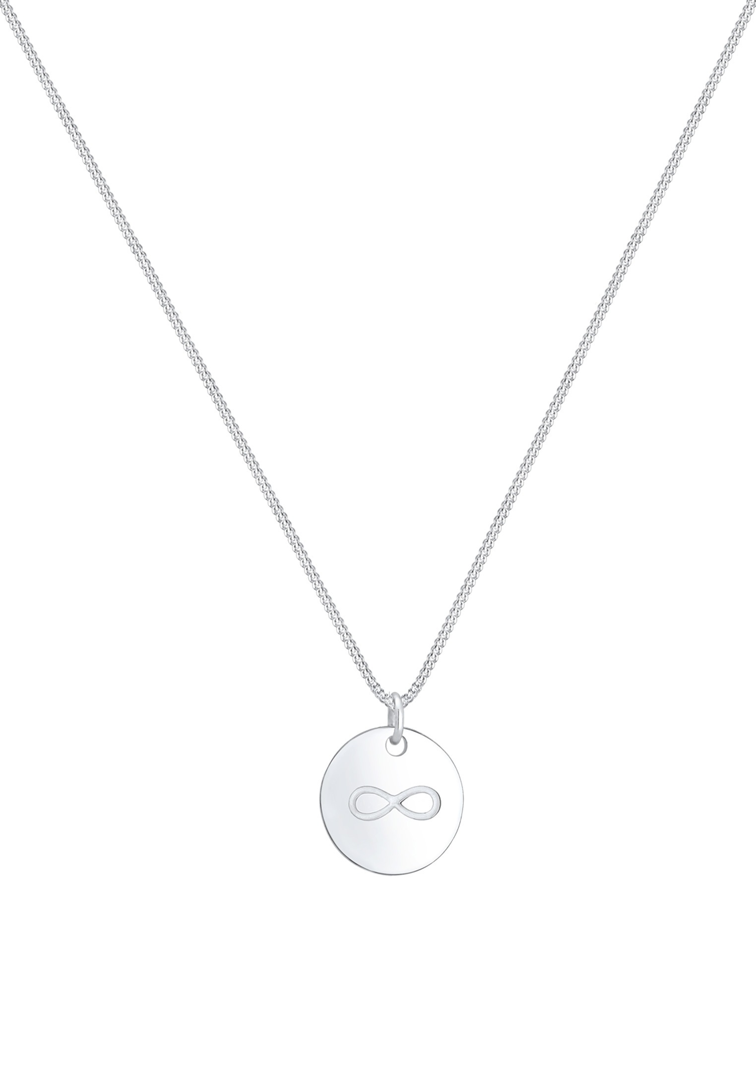 Elli Kette mit Anhänger »Infinity Münze Unendlichkeit Geo 925er Silber«