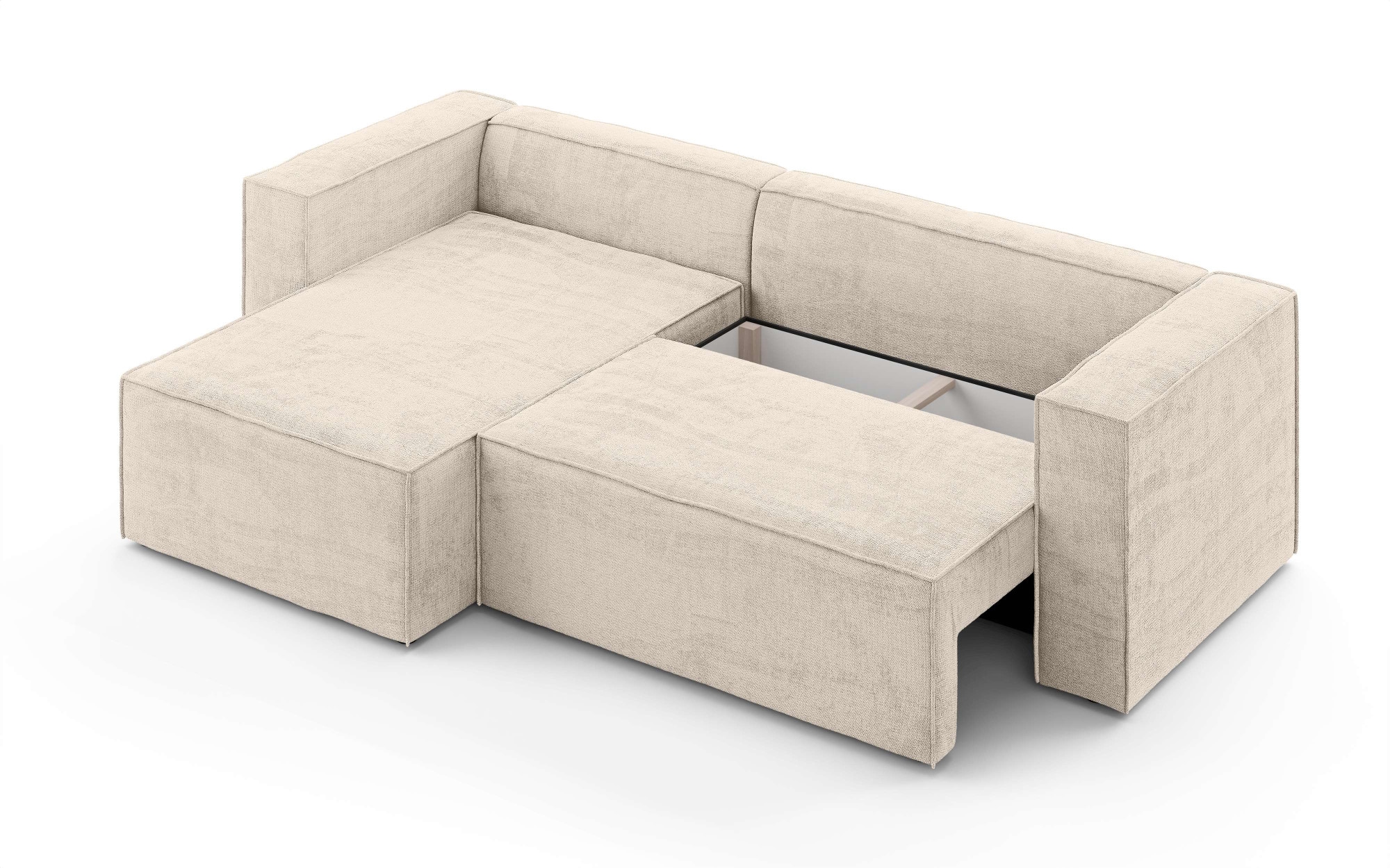 INOSIGN Ecksofa »LINCOLNVILLE mit Bettfunktion und Bettkasten, Maße B/H/T 244/76/150 cm«, L-Form mit Wellenunterfederung, Recamiere beidseitig montierbar