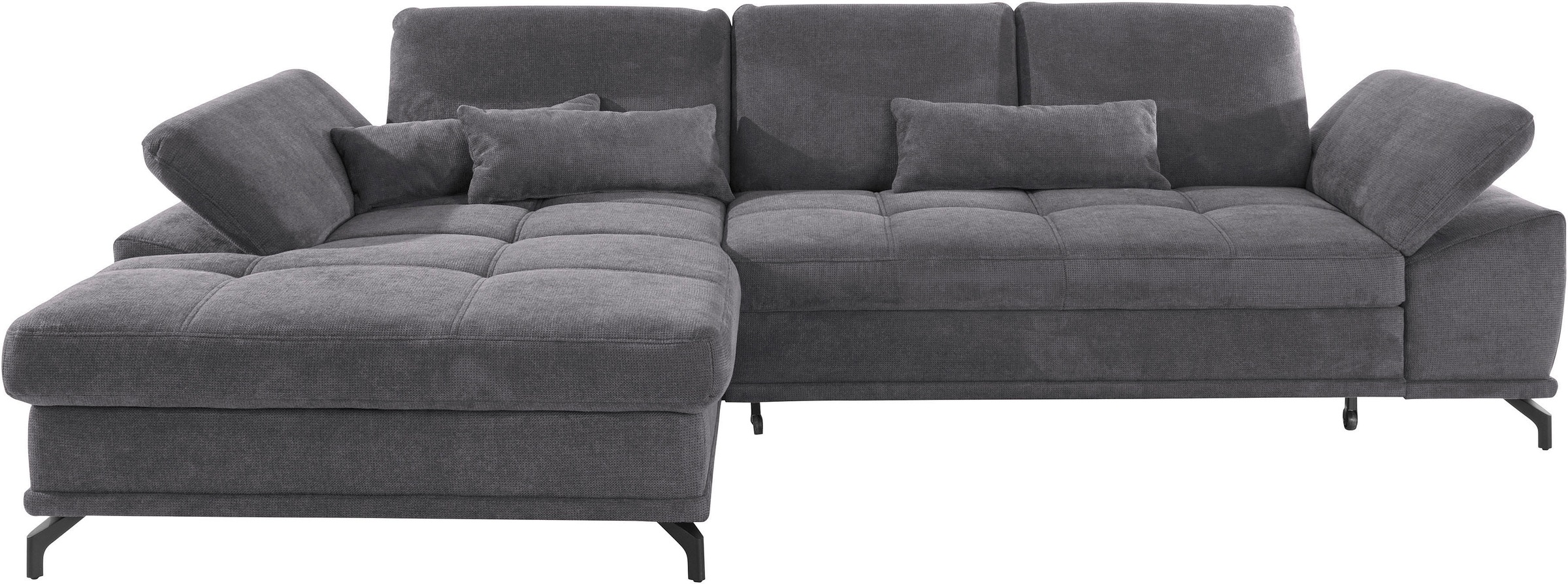 Places of Style Ecksofa Costello, mit Sitztiefenverstellung und Armlehnfunktion, incl. 3 Nierenkissen