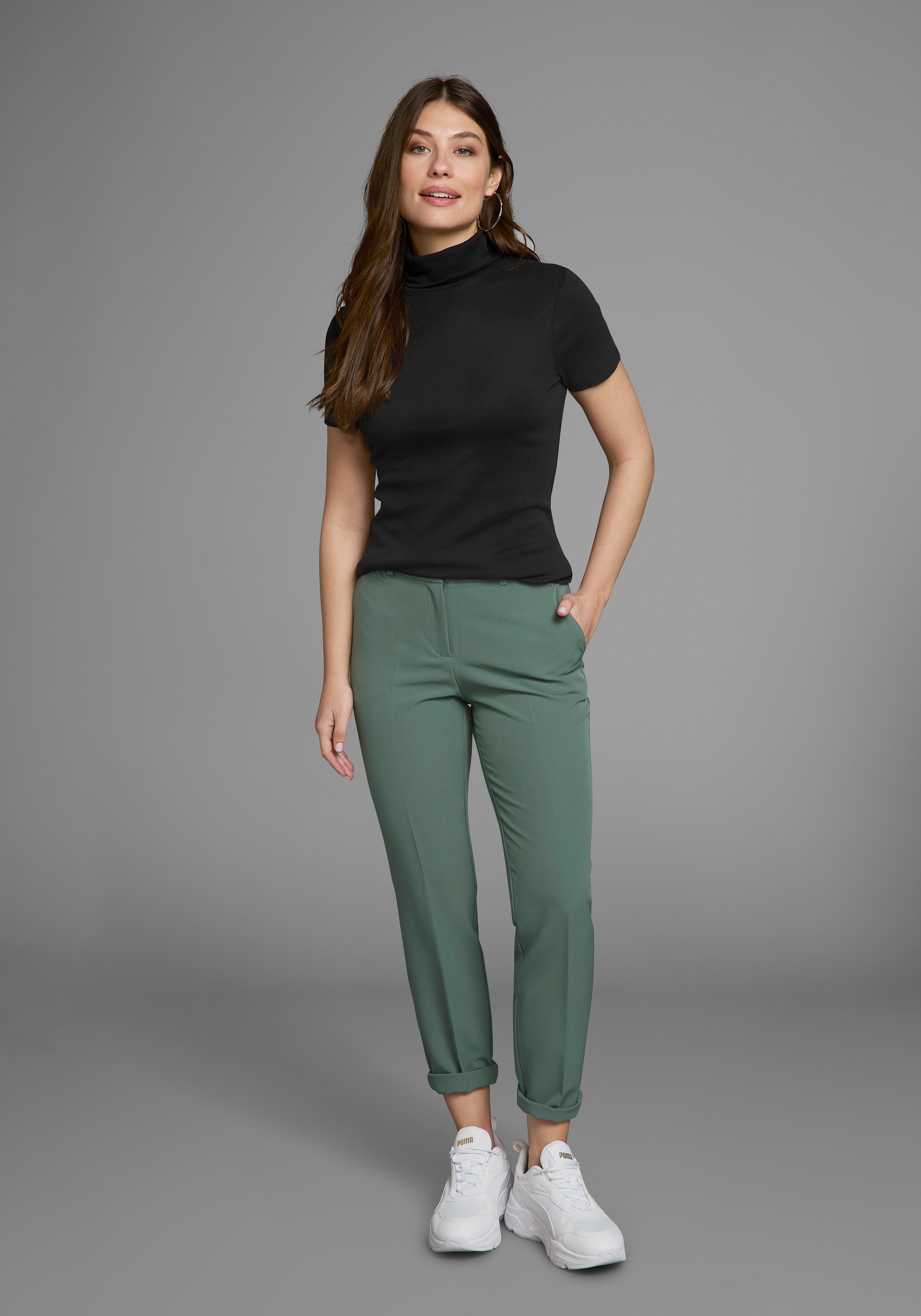 Flashlights Rollkragenshirt figurbetont,  Basic-Stil,  Rollkragen,  aus 100% Baumwolle,  elastisch