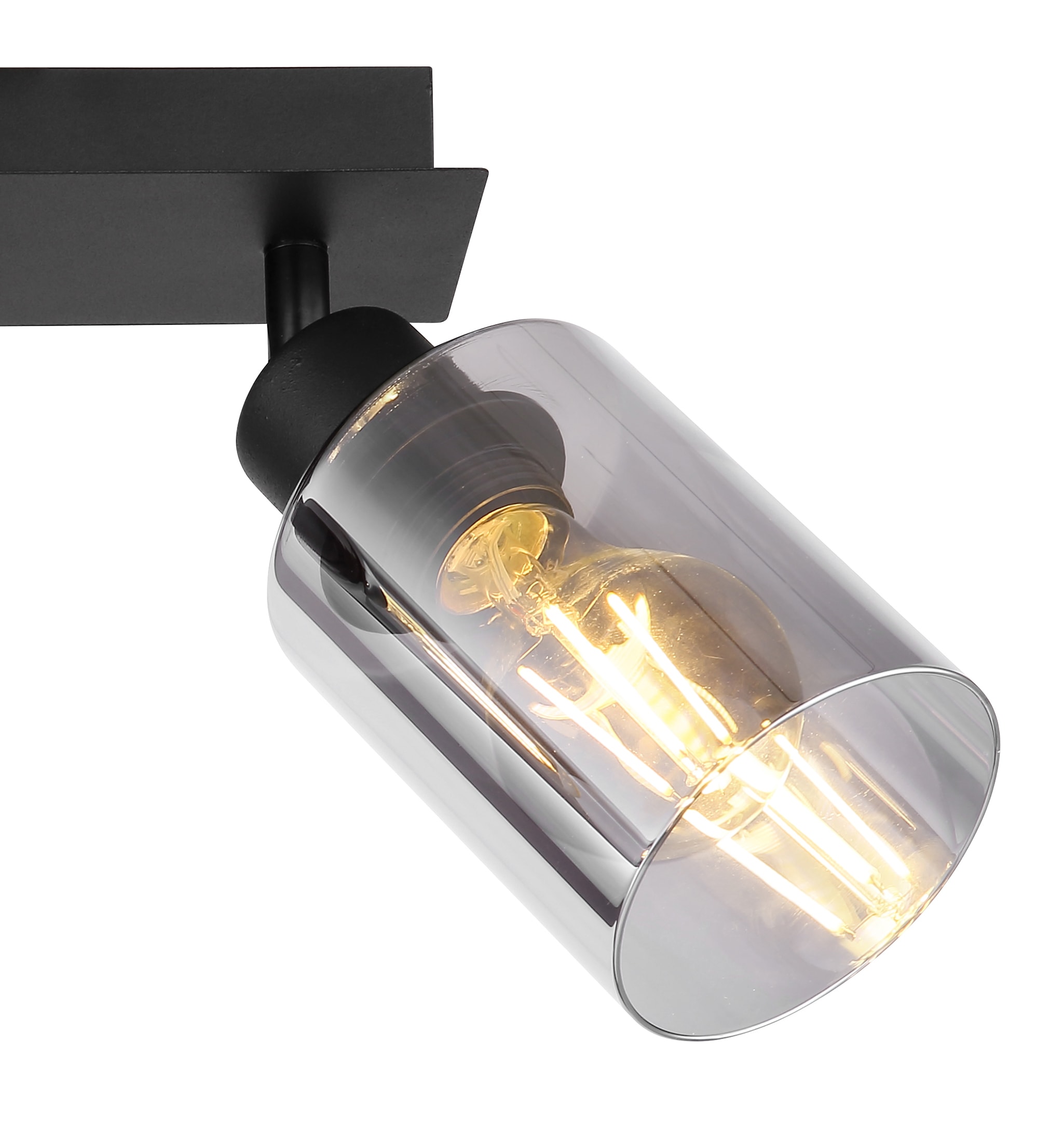 GLOBO LIGHTING Deckenstrahler »HADERA«, Leuchtmittel E27 | ohne Leuchtmittel, Strahler/Glas rauchfarben/Wohnzimmer/Flur/LxBxH: 270x90x215mm