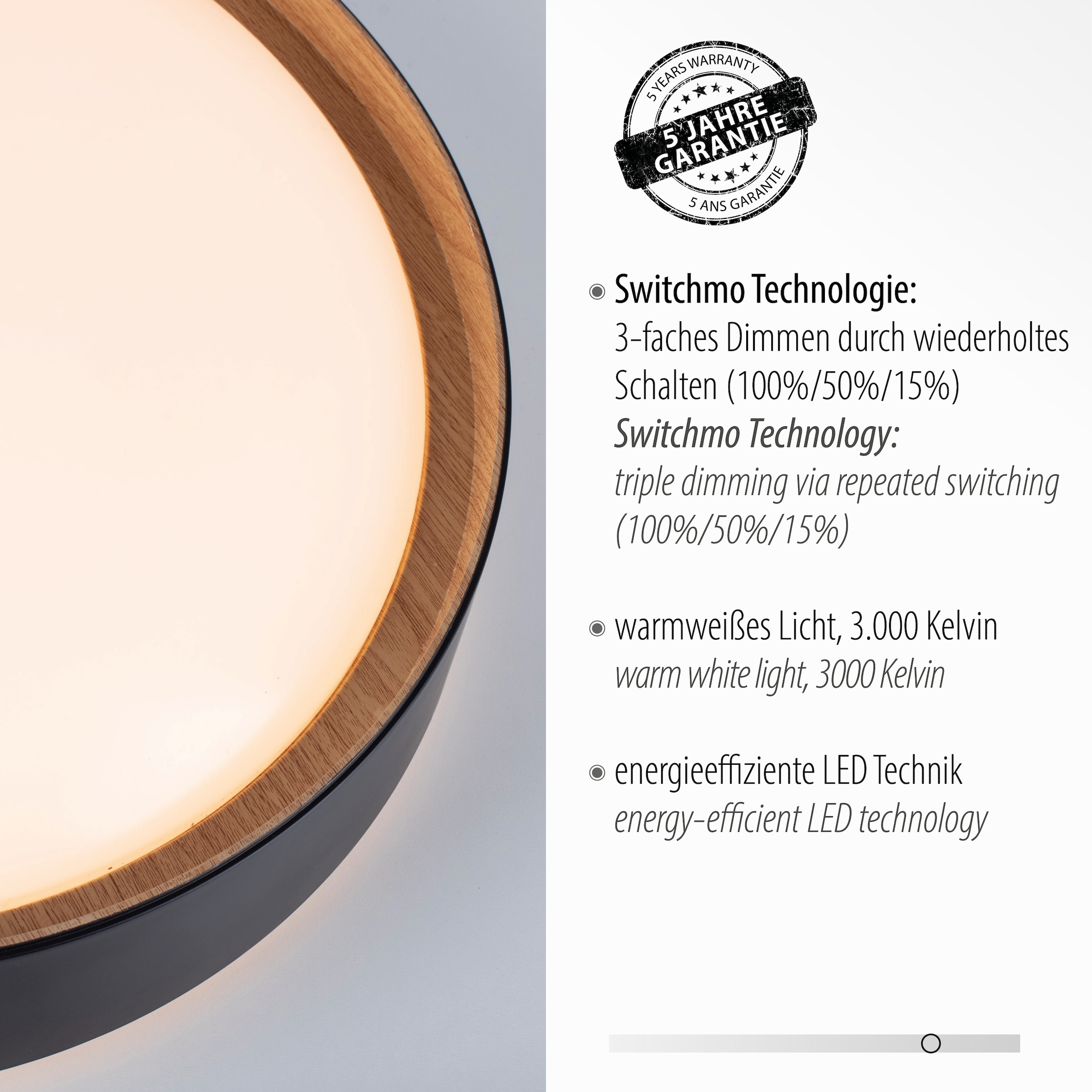 JUST LIGHT Deckenleuchte »EMILIA«, 1 flammig, Leuchtmittel LED-Board | LED fest integriert, LED, dimmbar, Switchmo, dimmbar, Switchmo