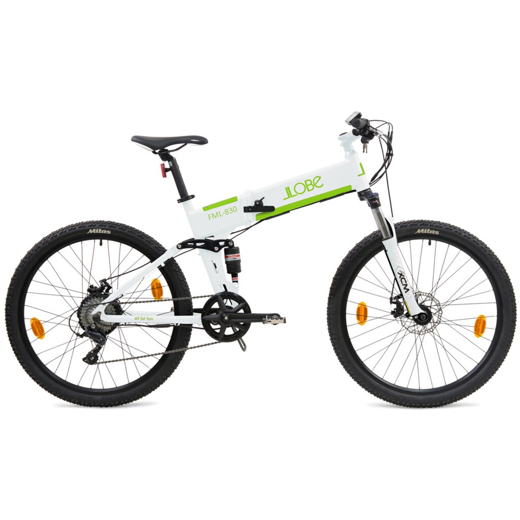 LLobe E-Bike »FML-830 white 27,5", 10,4 Ah«, 9 Gang, Shimano, Heckmotor 250 W