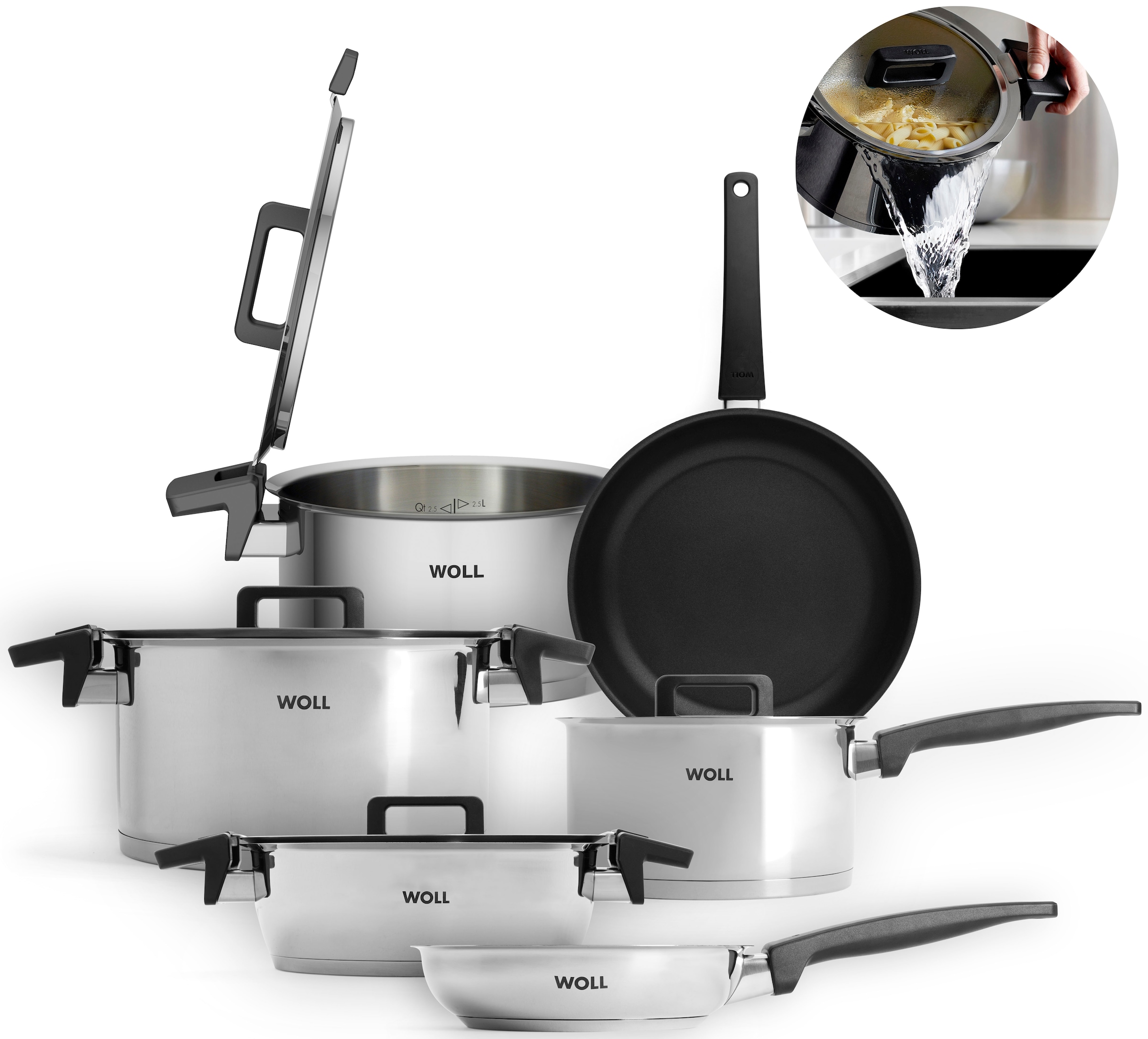 WOLL Topf-Set »Concept« Set, Kochtopf 20/24cm, Bratentopf 24cm, Stieltopf 18cm, Bratpfanne 20/28cm, 10 Stk. tlg. Edelstahl 18/10