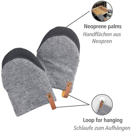 WENKO Topfhandschuhe »Modell Ada Mini«, (Set, 2 tlg.), kleine Ofenhandschuhe, Handflächen aus Neopren, Baumwollinnenseite