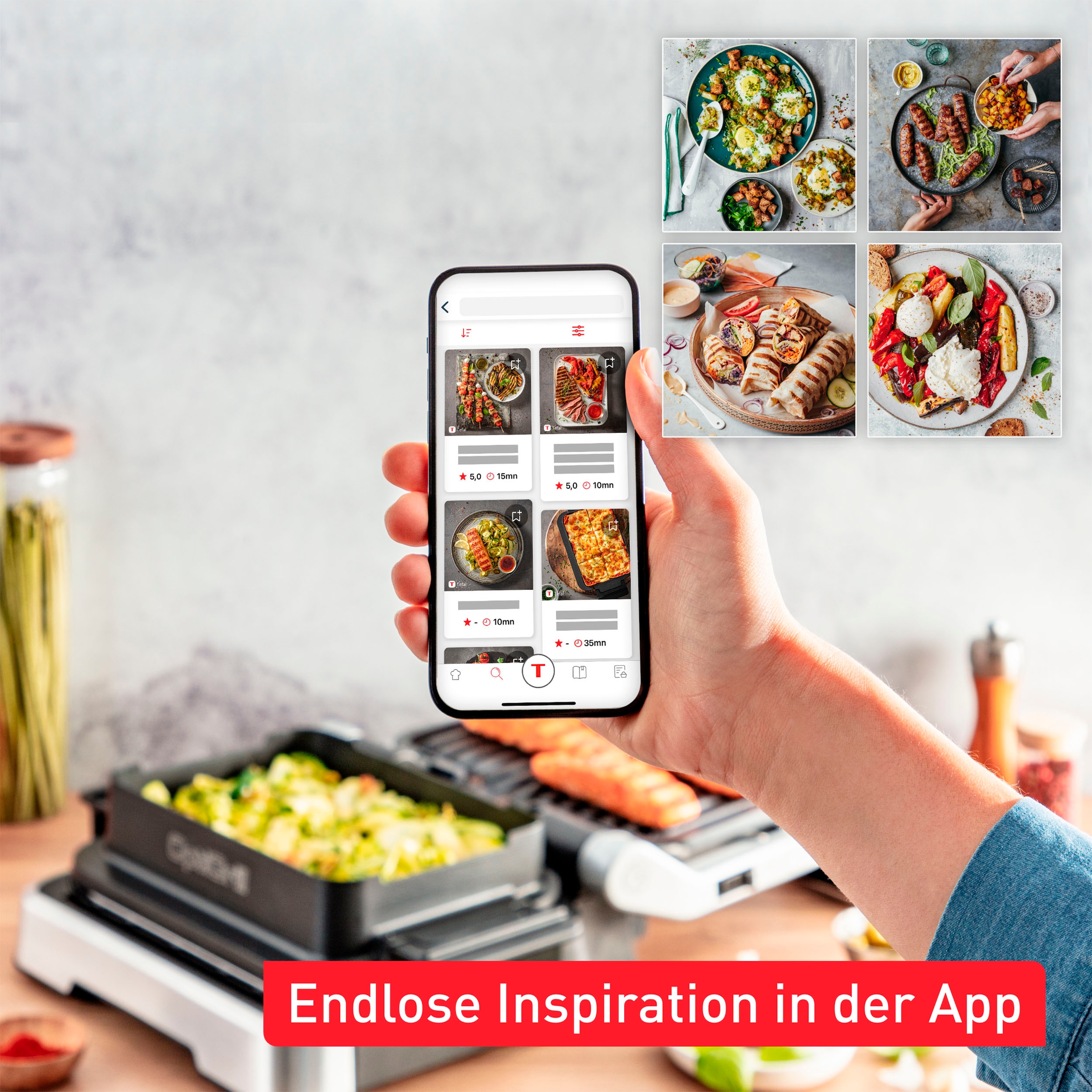Tefal Kontaktgrill »GC774D TK OptiGrill 4in1 Grillen/BBQ/Ofen/kompl. Mahlzeit«, 2100 W, inkl. Backschale, Gratis Tipp-Kick-Spiel