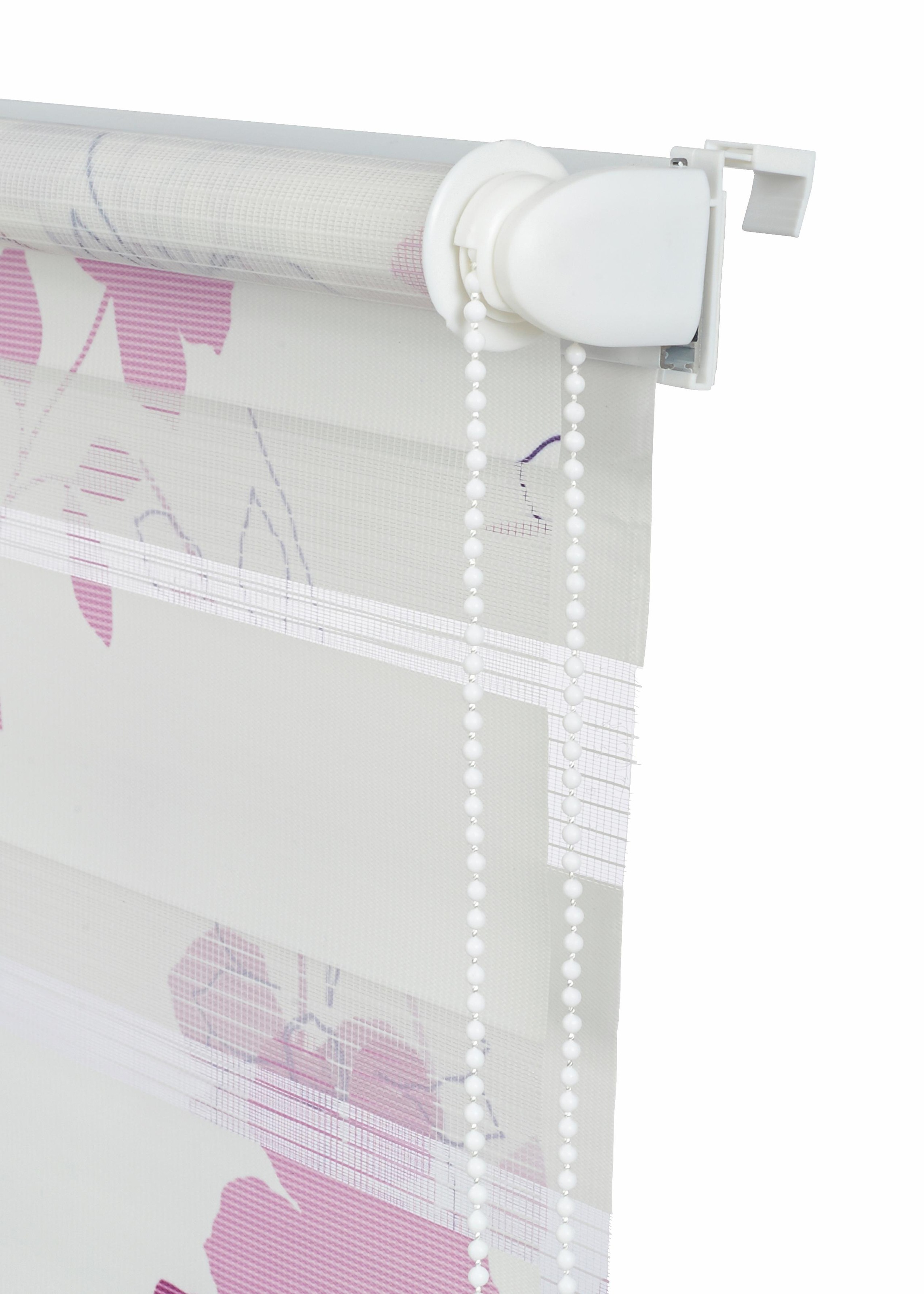 my home Doppelrollo »Damar«, Lichtschutz, Sichtschutz-Verdunkelung, ohne Bohren, freihängend, Klemmfix, im Fixmaß, Blumen, florales Muster, Klemmträger