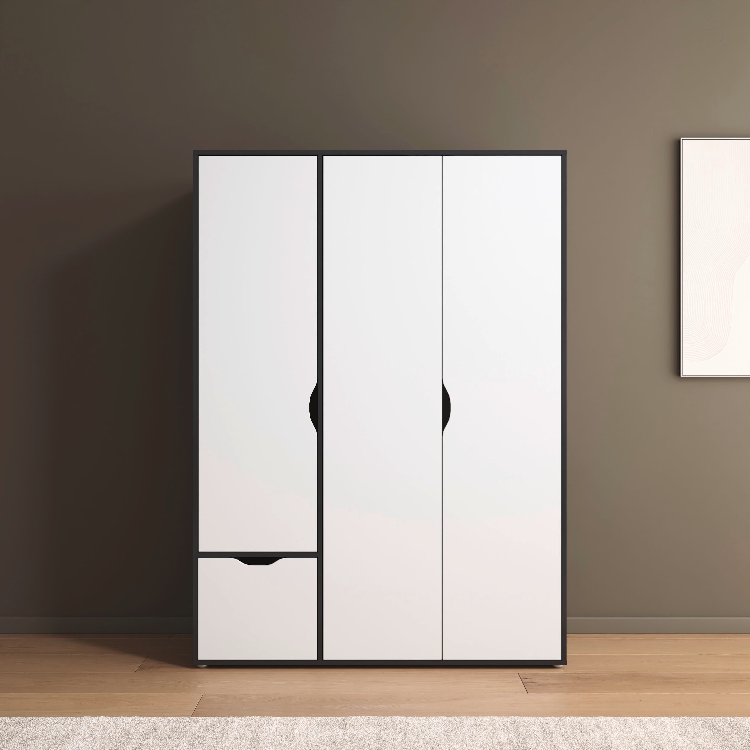 rauch Drehtürenschrank »Kleiderschrank Schrank Garderobe Wäscheschrank NARAI mit Schubladen«, (in 3 verschiedenen Ausstattungen BASIC/CLASSIC/PREMIUM), Griffausfräsungen für eine grifflose Optik TOPSELLER MADE IN GERMANY