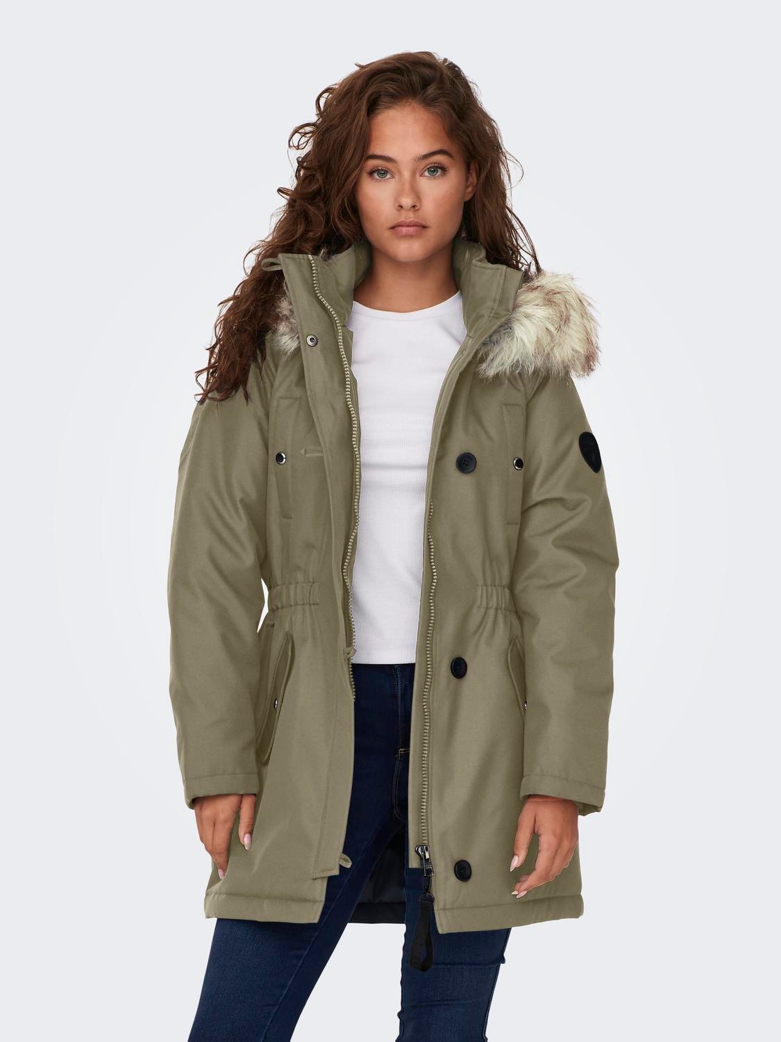 ONLY Parka »ONLIRIS FUR WINTER PARKA LIFE CC OTW«, mit Kapuze, mit verdeckter Knopfleiste