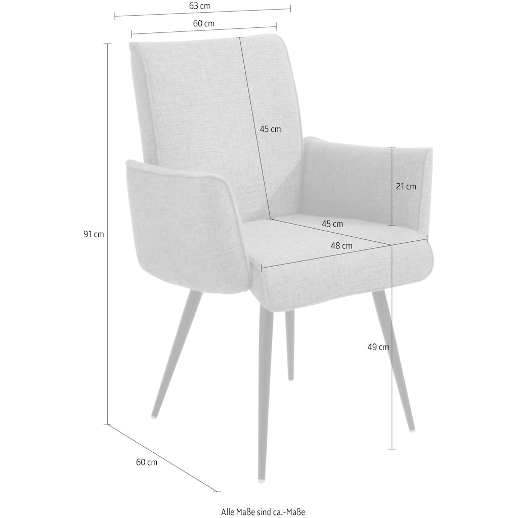 K+W Komfort & Wohnen Essgruppe »Giacomo I«, (6 tlg.), 2 Stühle und 2 Armlehnenstühle, Polsterbankbreite 200cm oder 177cm