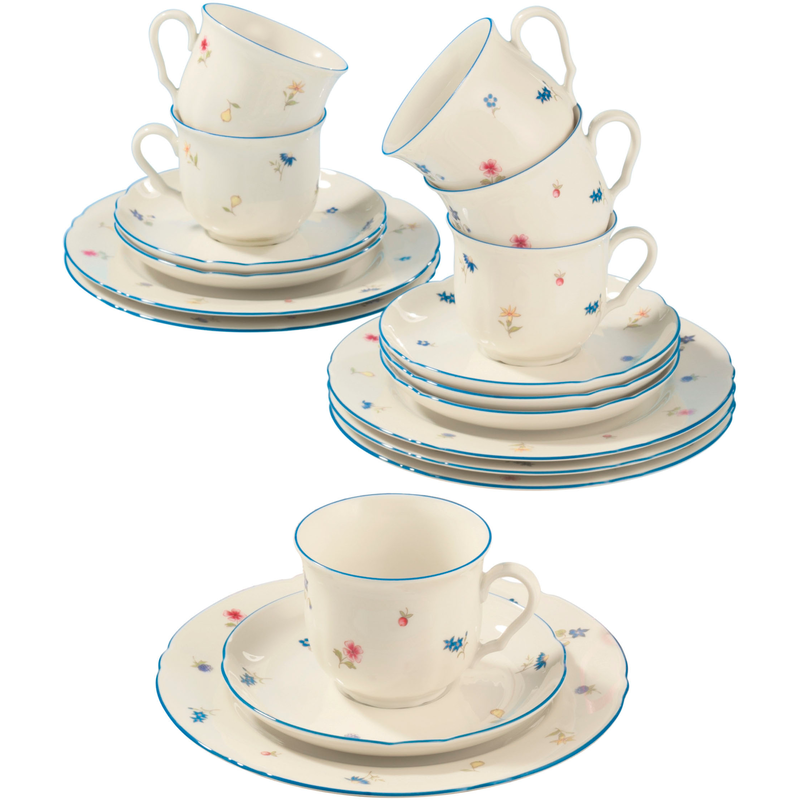 SELTMANN WEIDEN Kaffeeservice »Geschirr-Set, 18 Teile, Marieluise Streublume« Teller, Tasse, Untertasse, Made in Germany, 18 Teile, für 6 Personen...