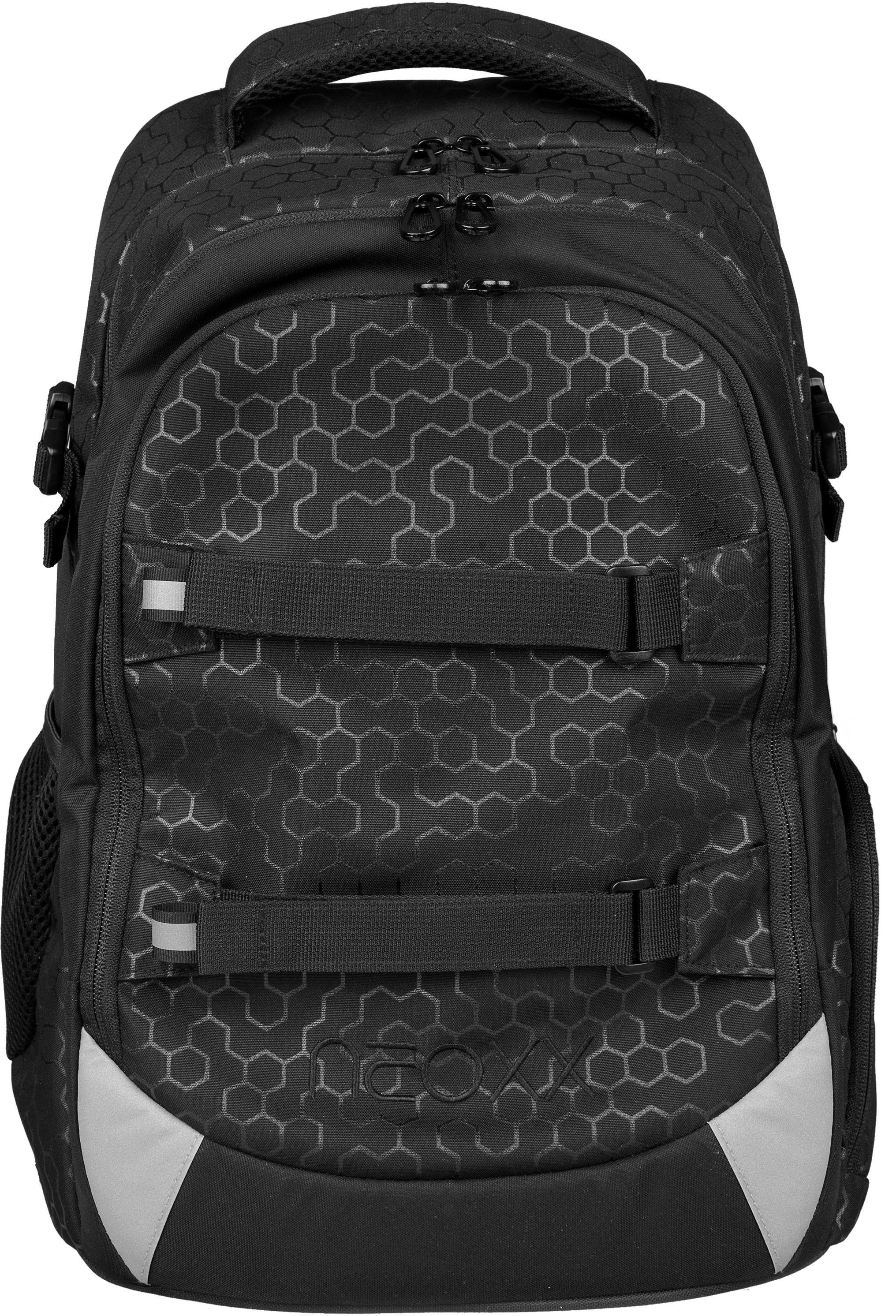 Schulrucksack »Active, Lost in black«, reflektierende Details, aus recycelten...