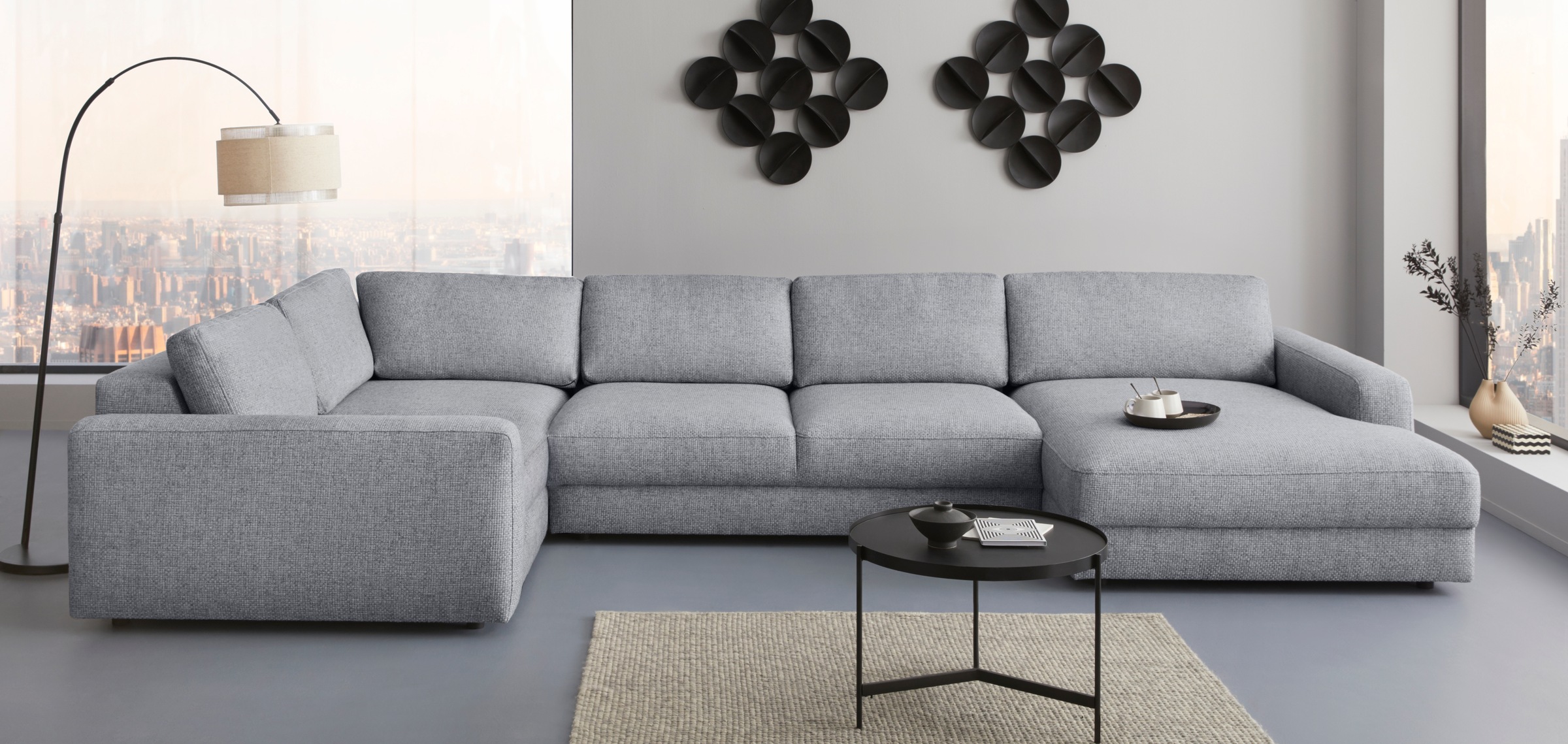 Places of Style Wohnlandschaft "Bloomfield, Mega Polsterecke, Breite 390cm, günstig online kaufen