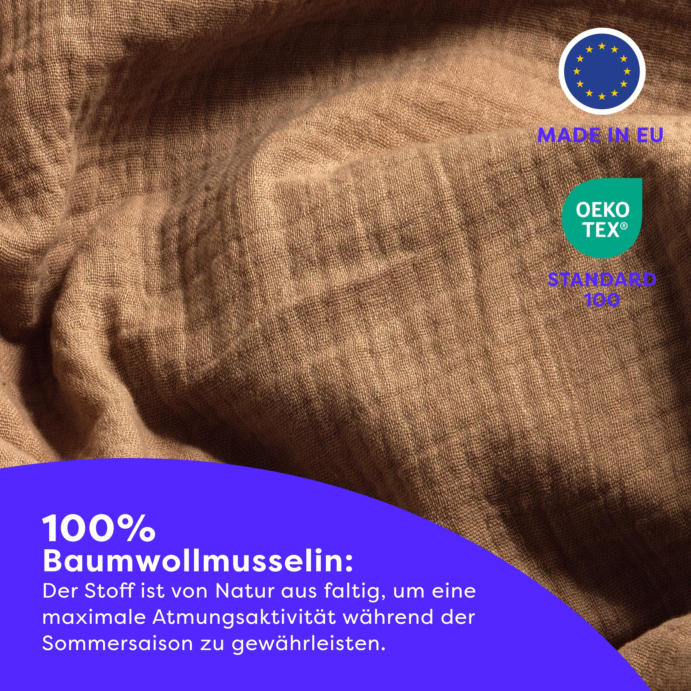 Wolkenfeld Bettwäsche »Wolkenfeld Premium Musselin mit Reißverschluss« 2 tlg. aus 100% Baumwolle – Atmungsaktiv & Weich – inkl. Kissenbezug 80x80