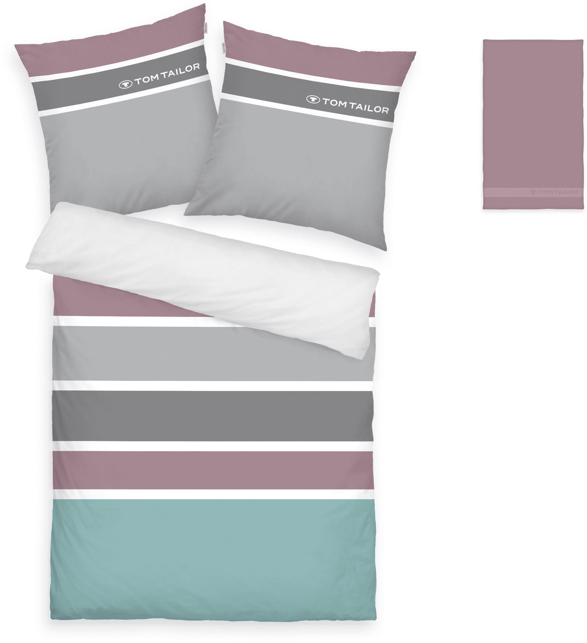 TOM TAILOR HOME Bettwäsche »Felix in Gr. 135x200 oder 155x220 cm«, mit GRATIS-Zugabe: Gästehandtuch (100% Baumwolle), mit Reißverschluss