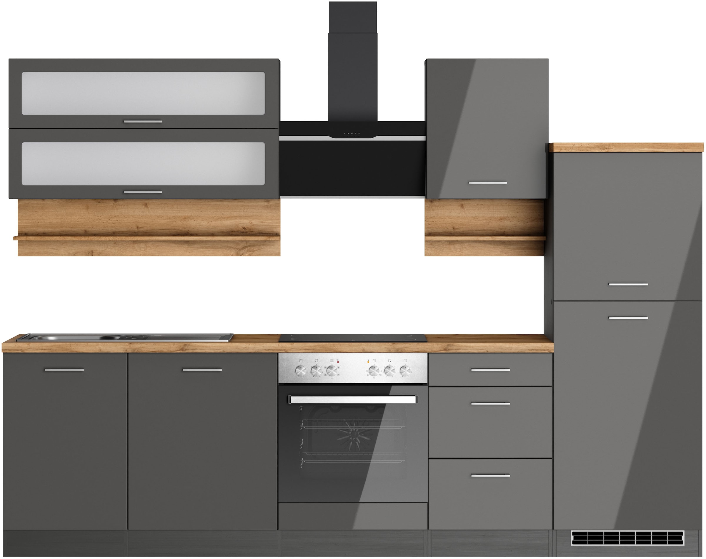 KOCHSTATION Küchenzeile »KS-Milan«, 280 cm breit, robuste Metallauszüge, vi günstig online kaufen