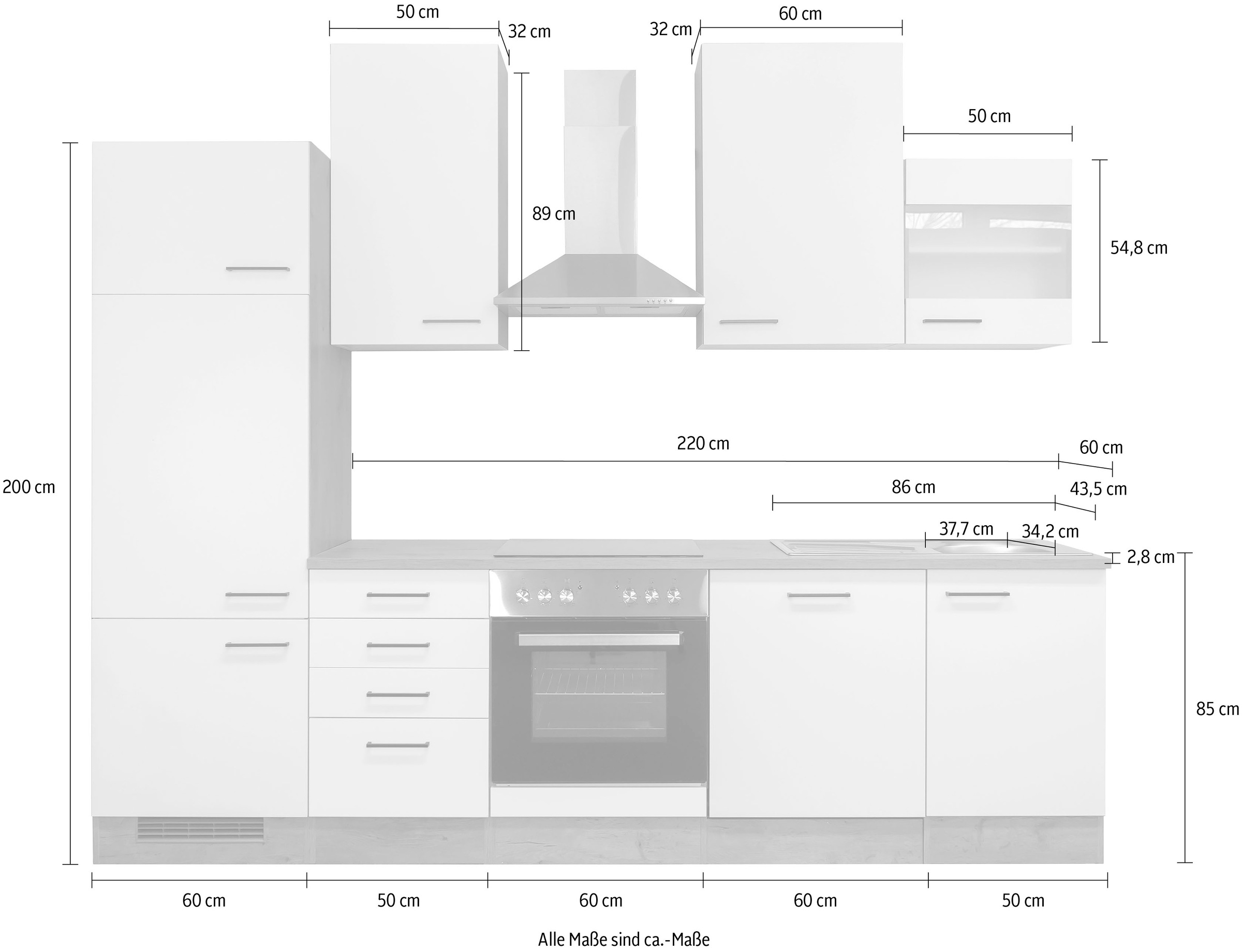 Flex-Well Küchenzeile »Vintea«, mit E-Geräten, Gesamtbreite 280 cm