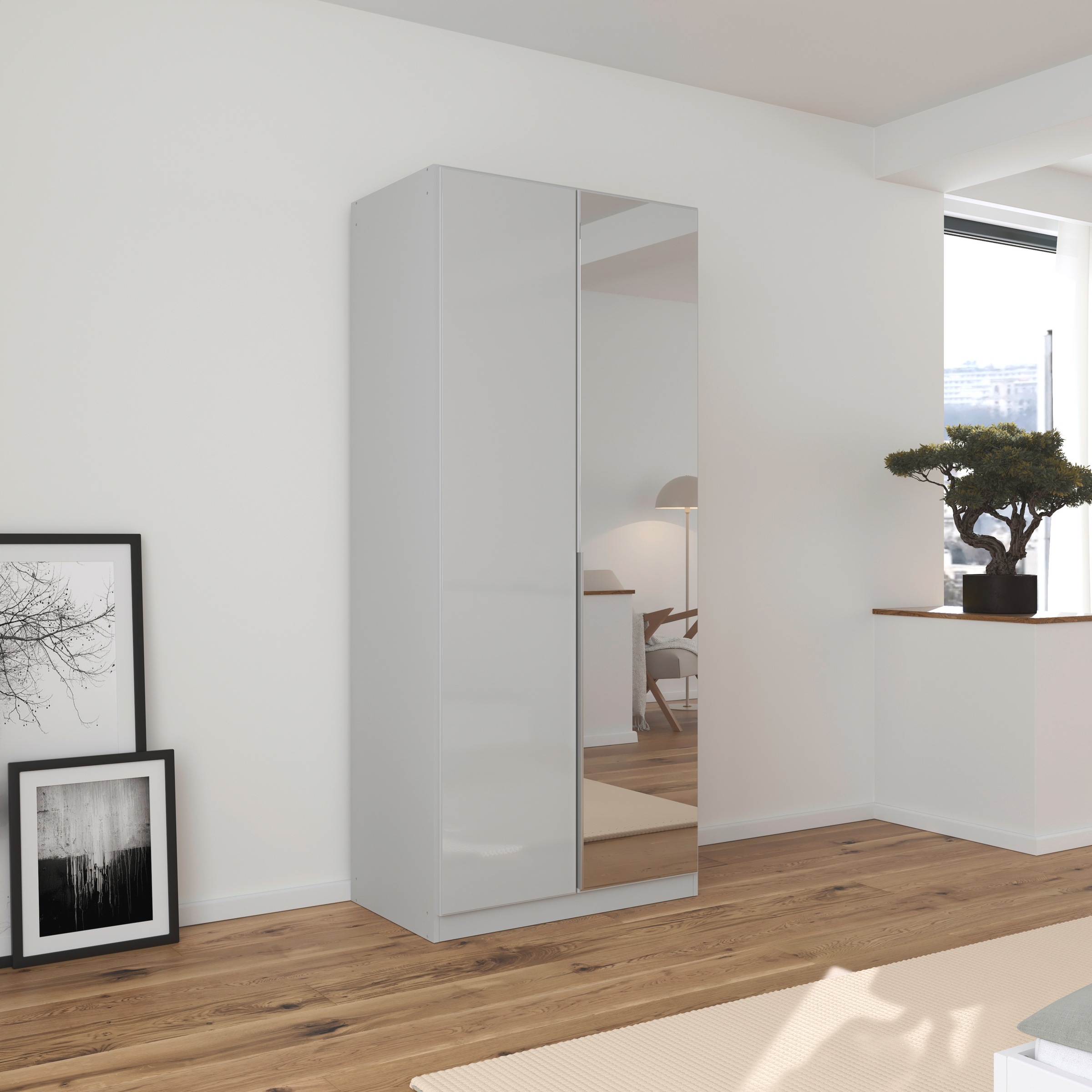 OTTO home Drehtürenschrank »Kleiderschrank Kleiderschränke Schrank Garderobe AGORDO mit Glasfront« in zwei Griff-Farben, Breiten 91-360 cm,  durchdachte Innenausstattung, in 7 Breiten und 2 Höhen MADE IN GERMANY