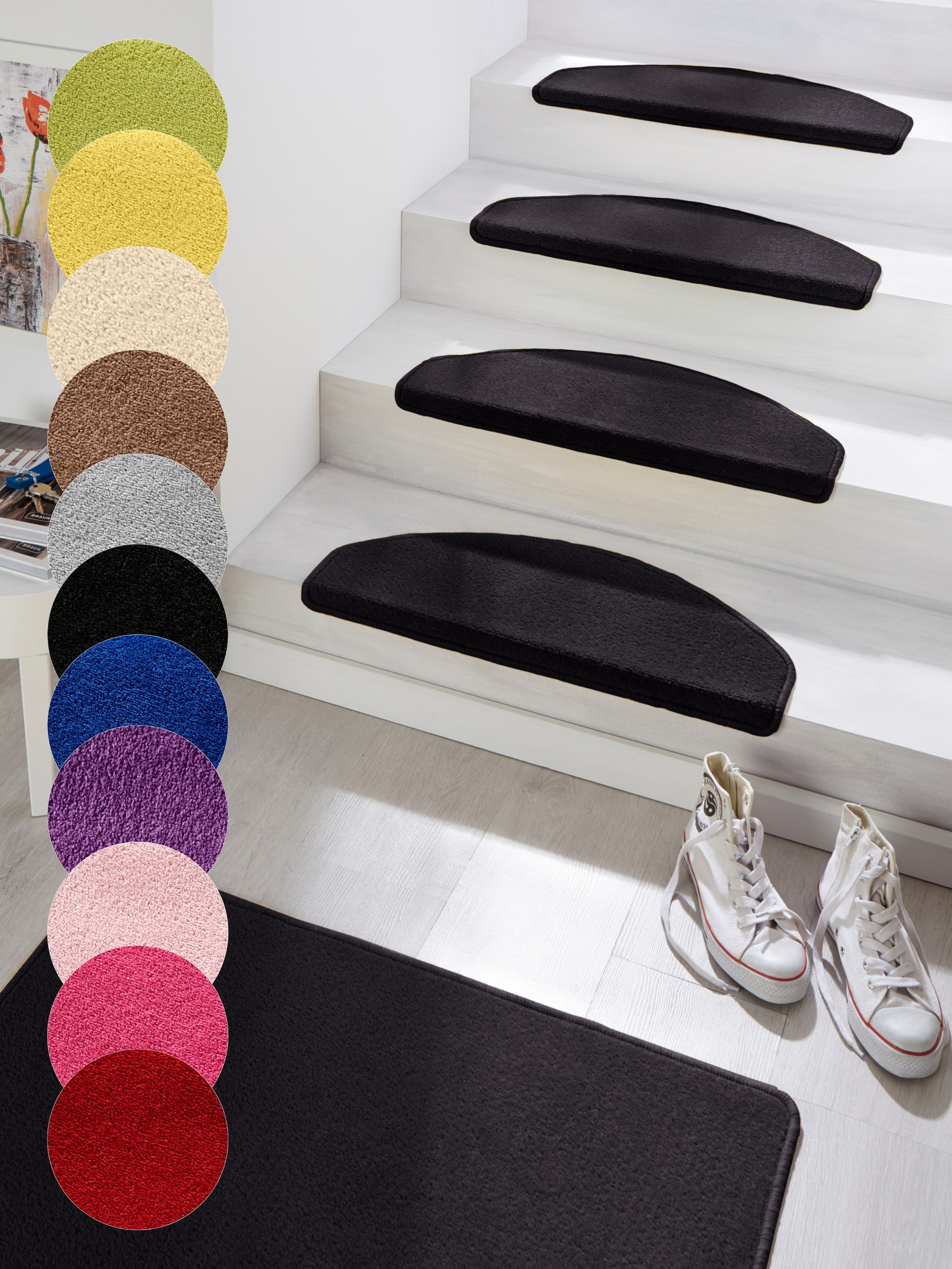 HANSE Home Stufenmatte »Fancy«, halbrund, 7 mm Höhe, 15 Stück, Treppenmatte günstig online kaufen