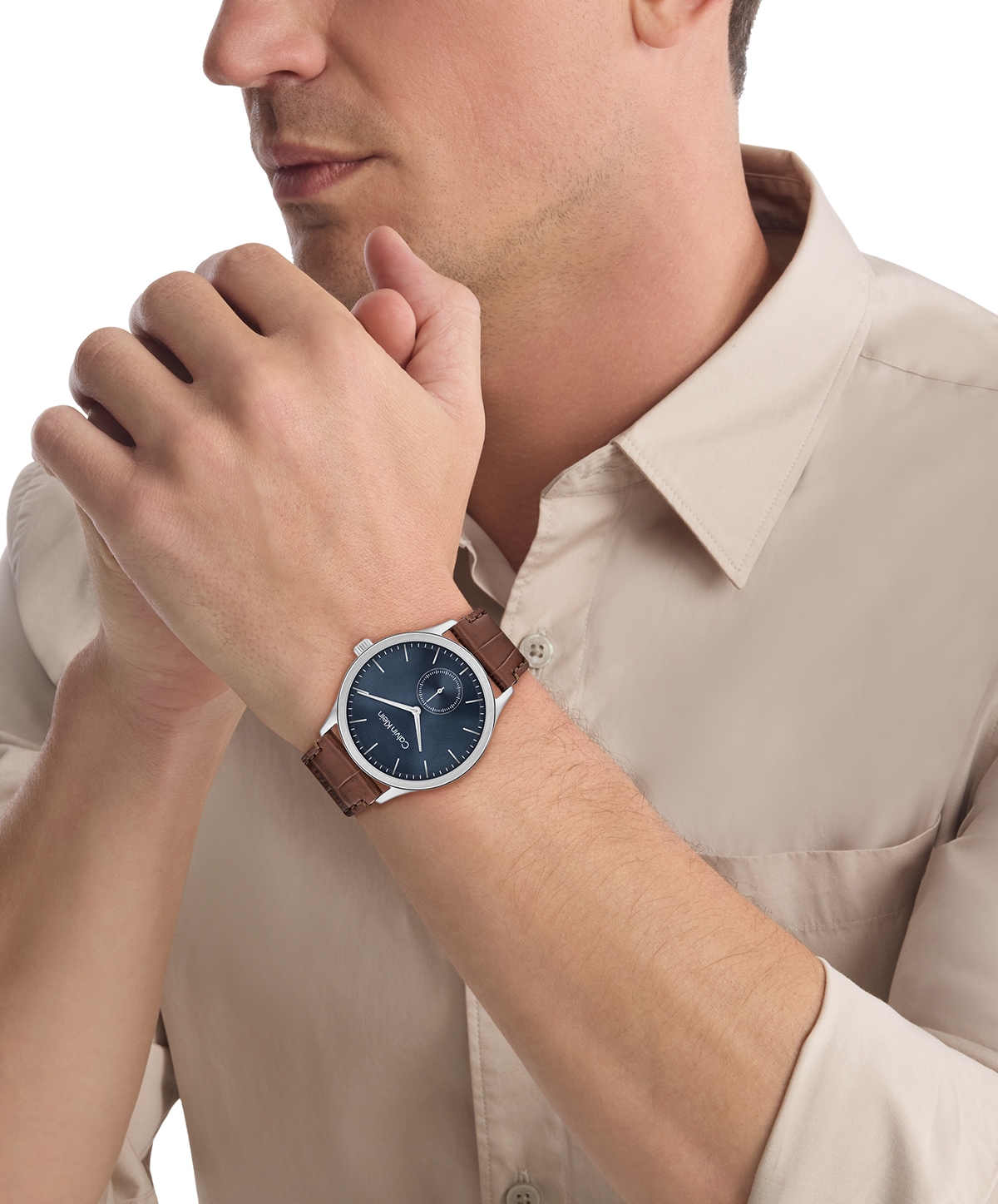 Calvin Klein Quarzuhr »CK TAILORED« Armbanduhr, Herrenuhr, Lederarmband, analog