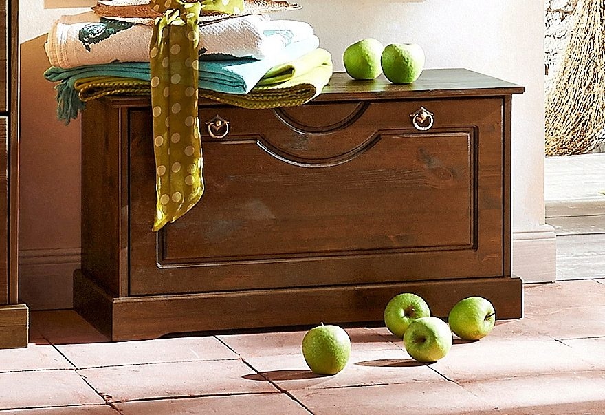 HOME AFFAIRE Schuhtruhe »Klera« Breite 81 cm, aus massiver Kiefer, FSC -zertifiziert dunkelbraun