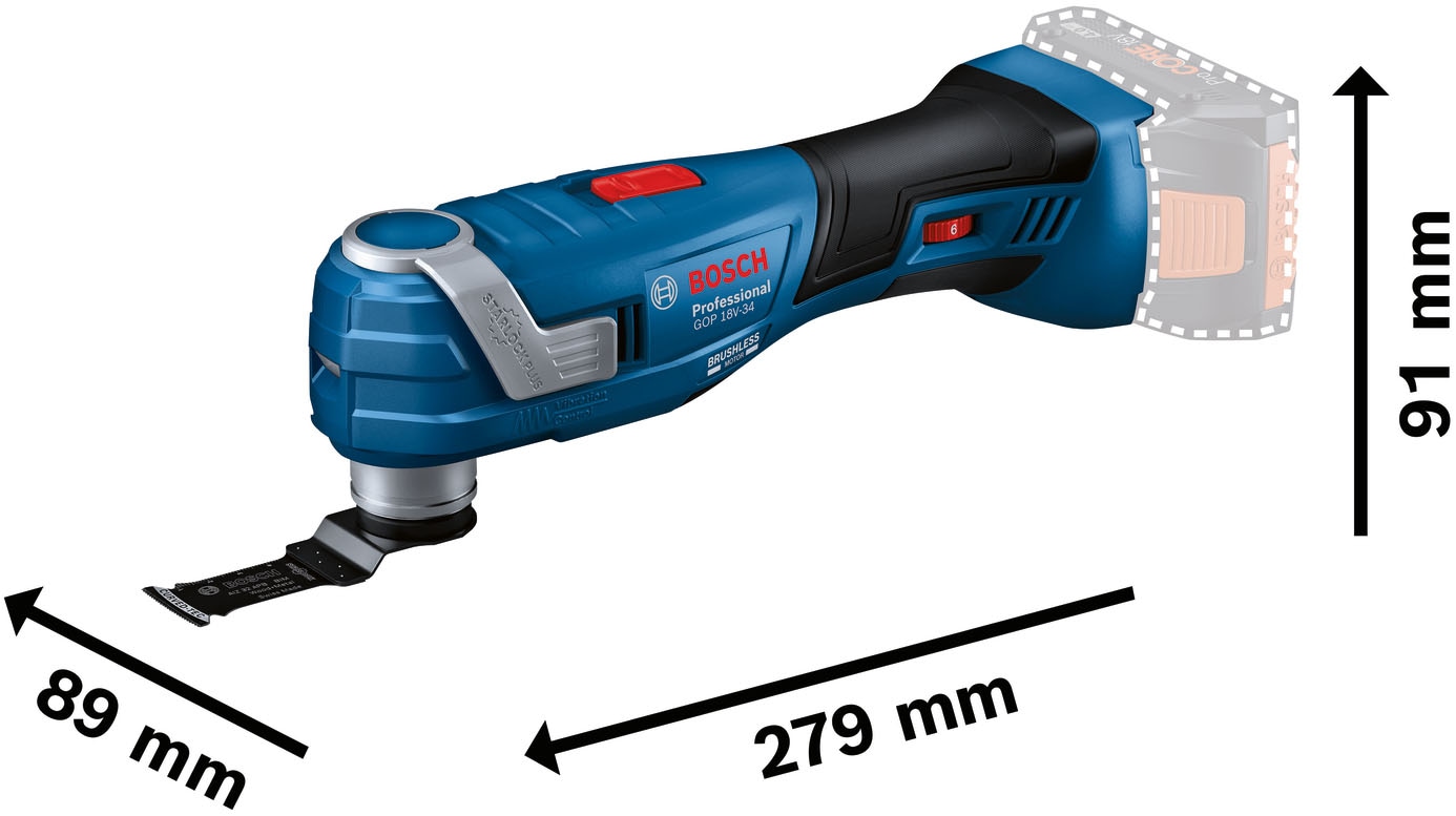 Bosch Professional Multischleifer »»GOP 18V-34««, Starlock Tauchsägeblätter+Zubehör in L-BOXX, ohne Akku und Ladegerät