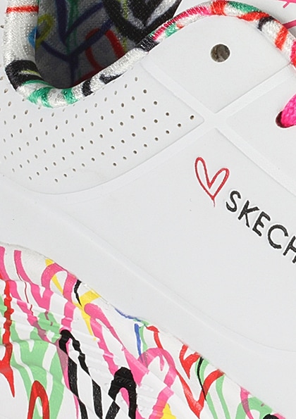 Skechers Kids Sneaker »UNO LITE-LOVELY LUV«, Plateausneaker, Chunky Sneaker, Schnürschuh mit bedruckter Sohle