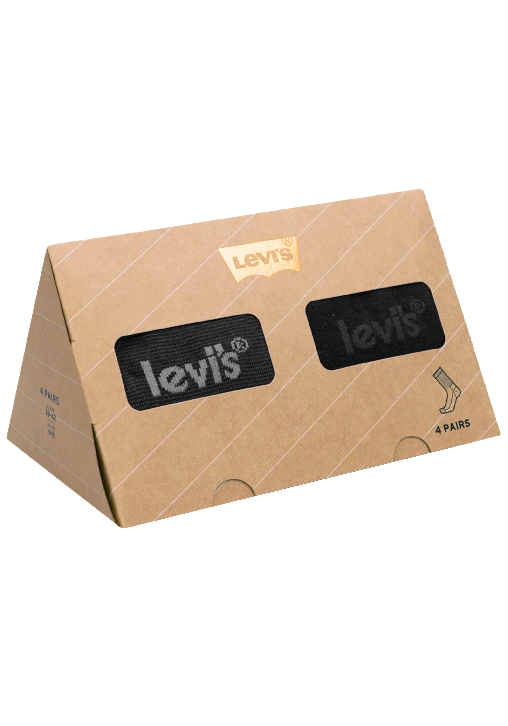 Levi's® Socken, (Packung, 4 Paar), Gemustert, Logostickerei allover, meliert