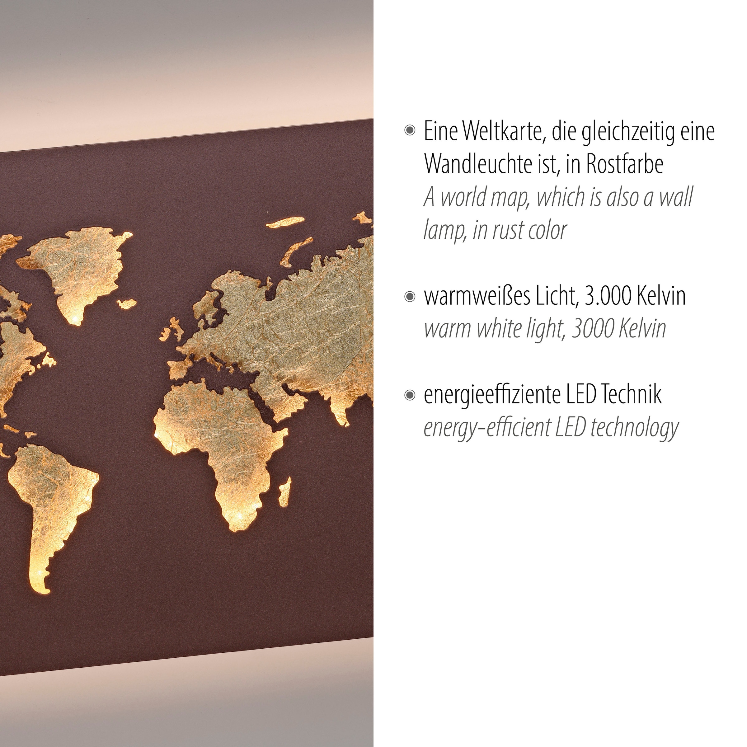 Paul Neuhaus LED Wandleuchte »MAP«, 1 flammig, Leuchtmittel LED-Board | LED fest integriert