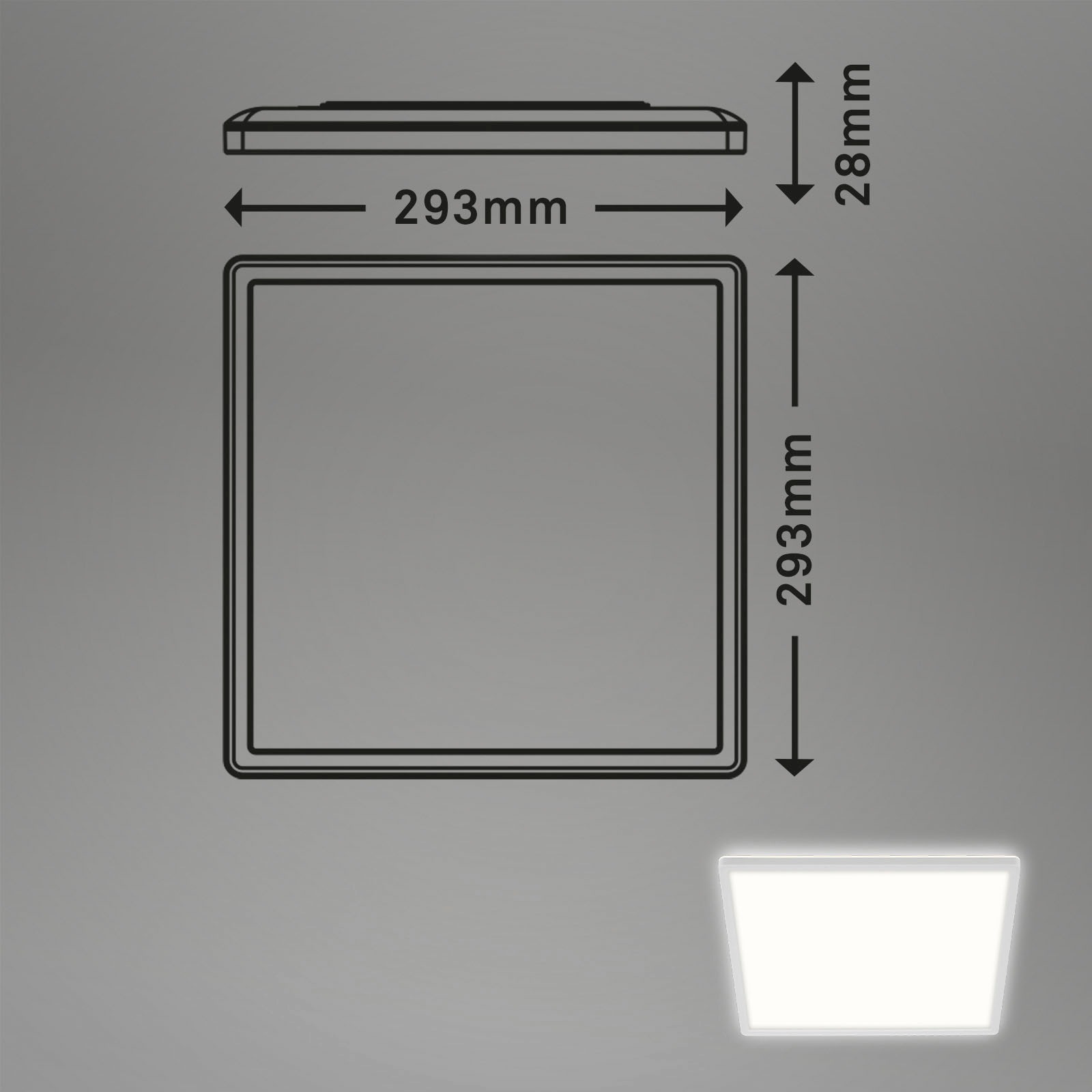 Briloner Leuchten LED Panel »7156416 SLIM«, Deckenlampe, 29,3x29,3x2,8cm, Weiß, 18W, Wohnzimmer, Schlafzimmer