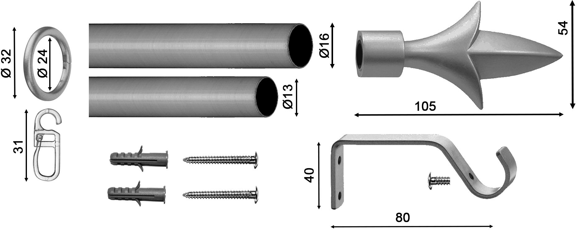 indeko Gardinenstange »Erfurt« Ø 16 mm 1 läufig-läufig ausziehbar stufenlos günstig online kaufen