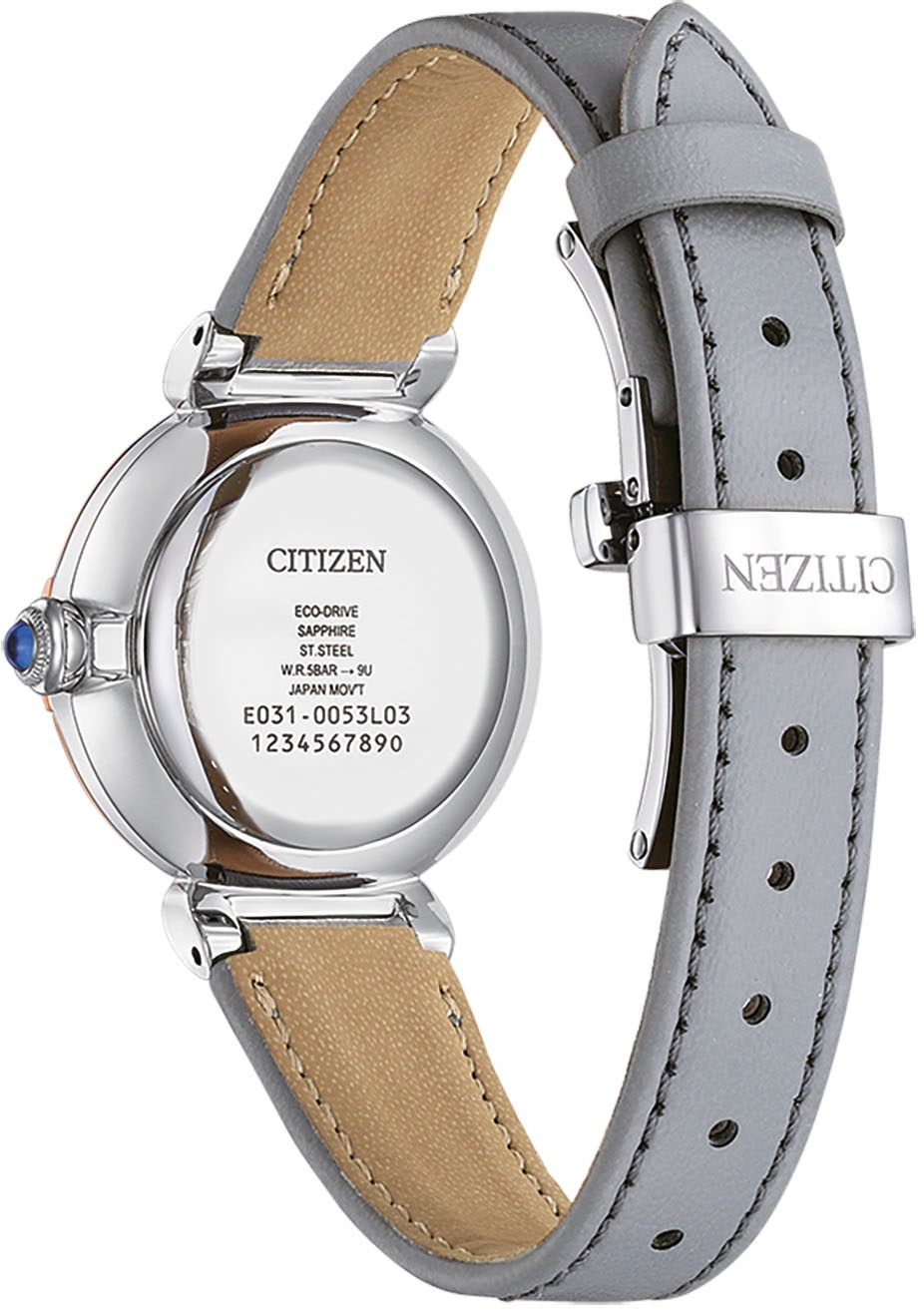 Citizen Solaruhr, Armbanduhr, Damenuhr, Lederarmband, Saphirglas