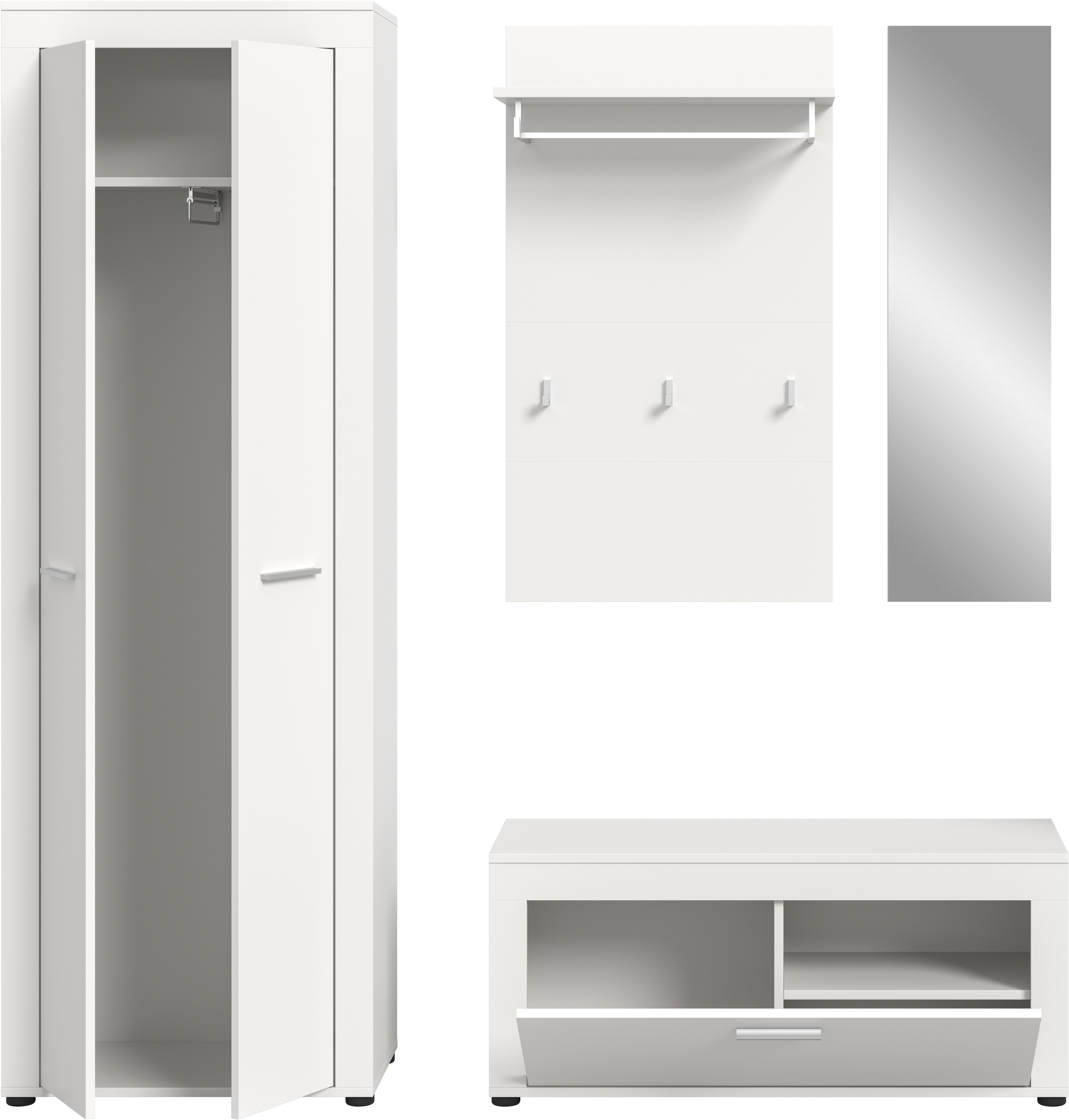 INOSIGN Garderoben-Set, (Set, 4 St.), Aosta, Höhe 191 cm, 4-tlg. Garderobenset, Flur, Diele