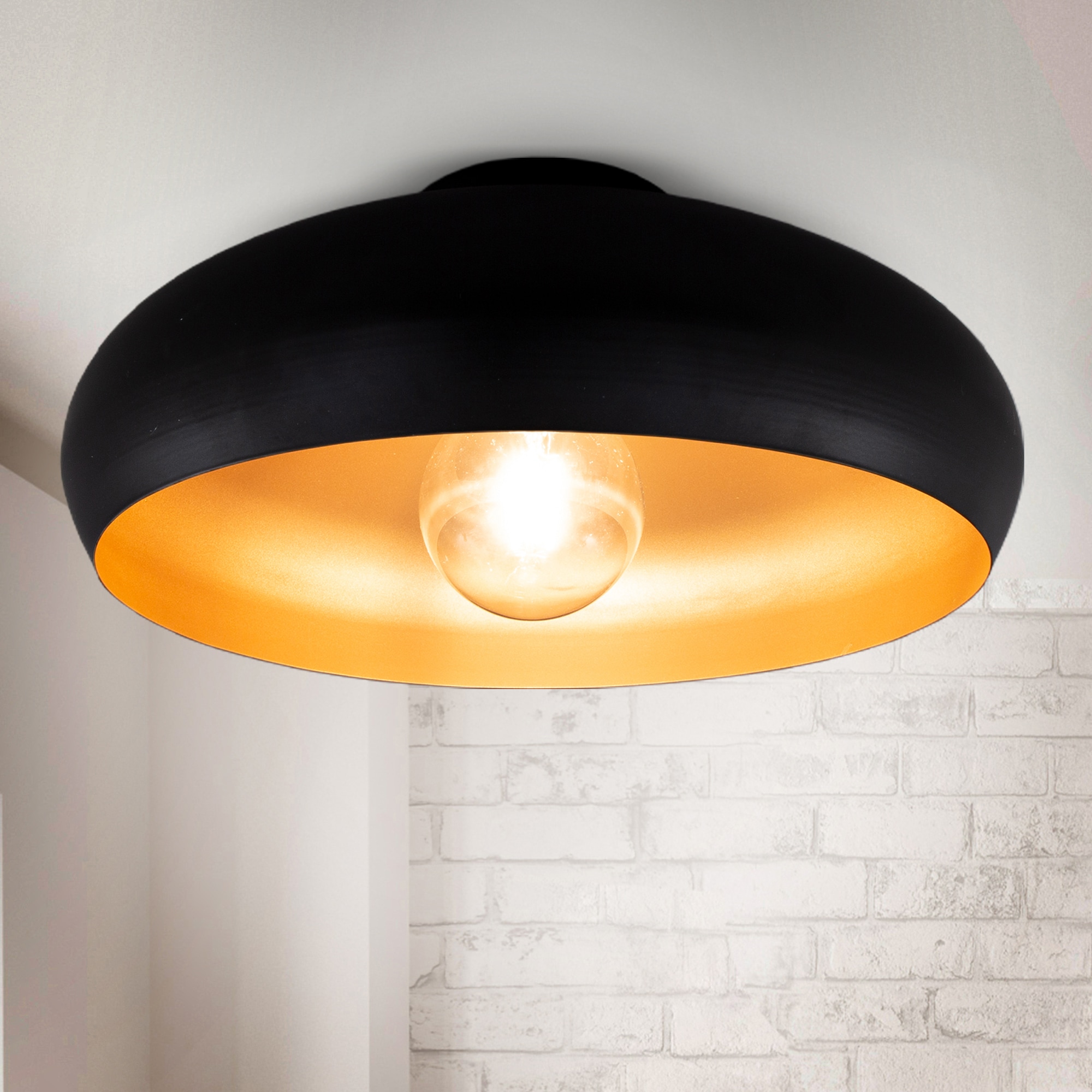 B.K.Licht Deckenleuchte E27 Warmweiß LED Deckenlampe Retro schwarz-gold Woh günstig online kaufen