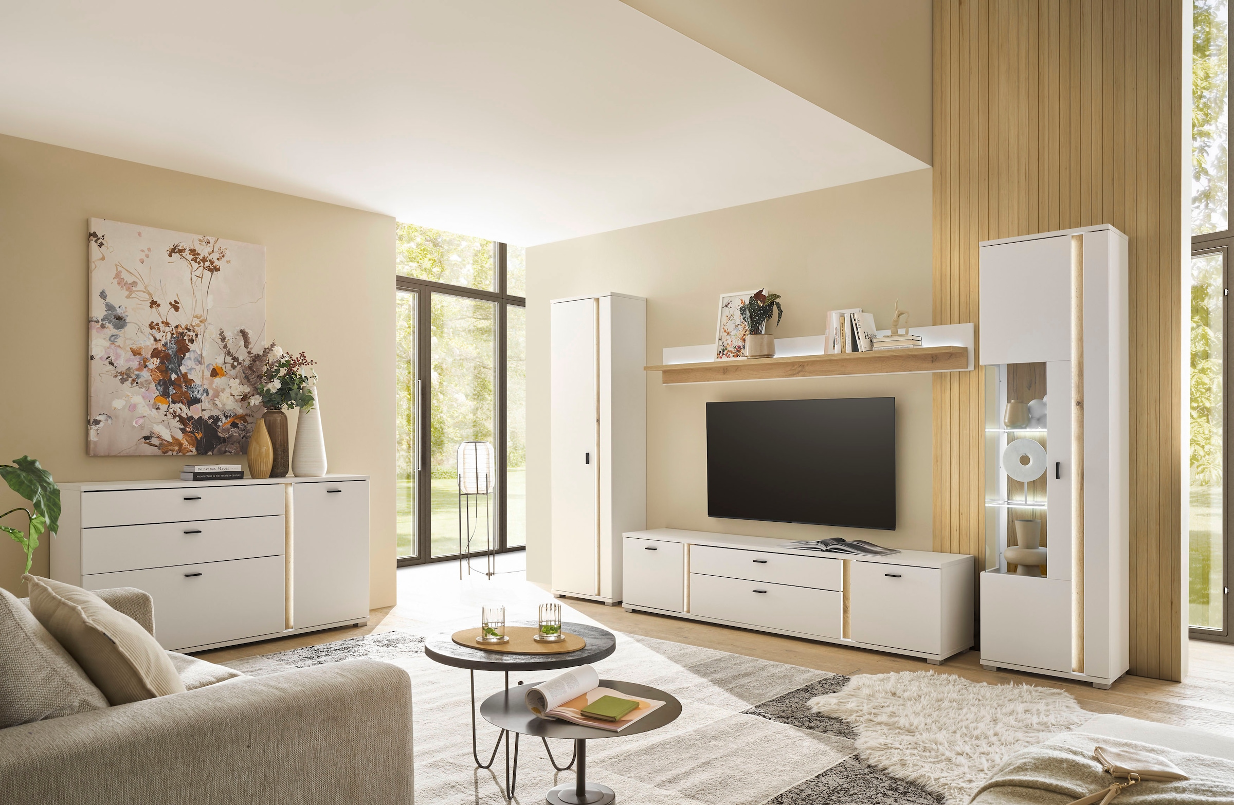 INOSIGN Sideboard »LONG ISLAND«, (1 St.), in moderner Trendfarbe,inklusive senkrechter Beleuchtung,Breite 150 cm