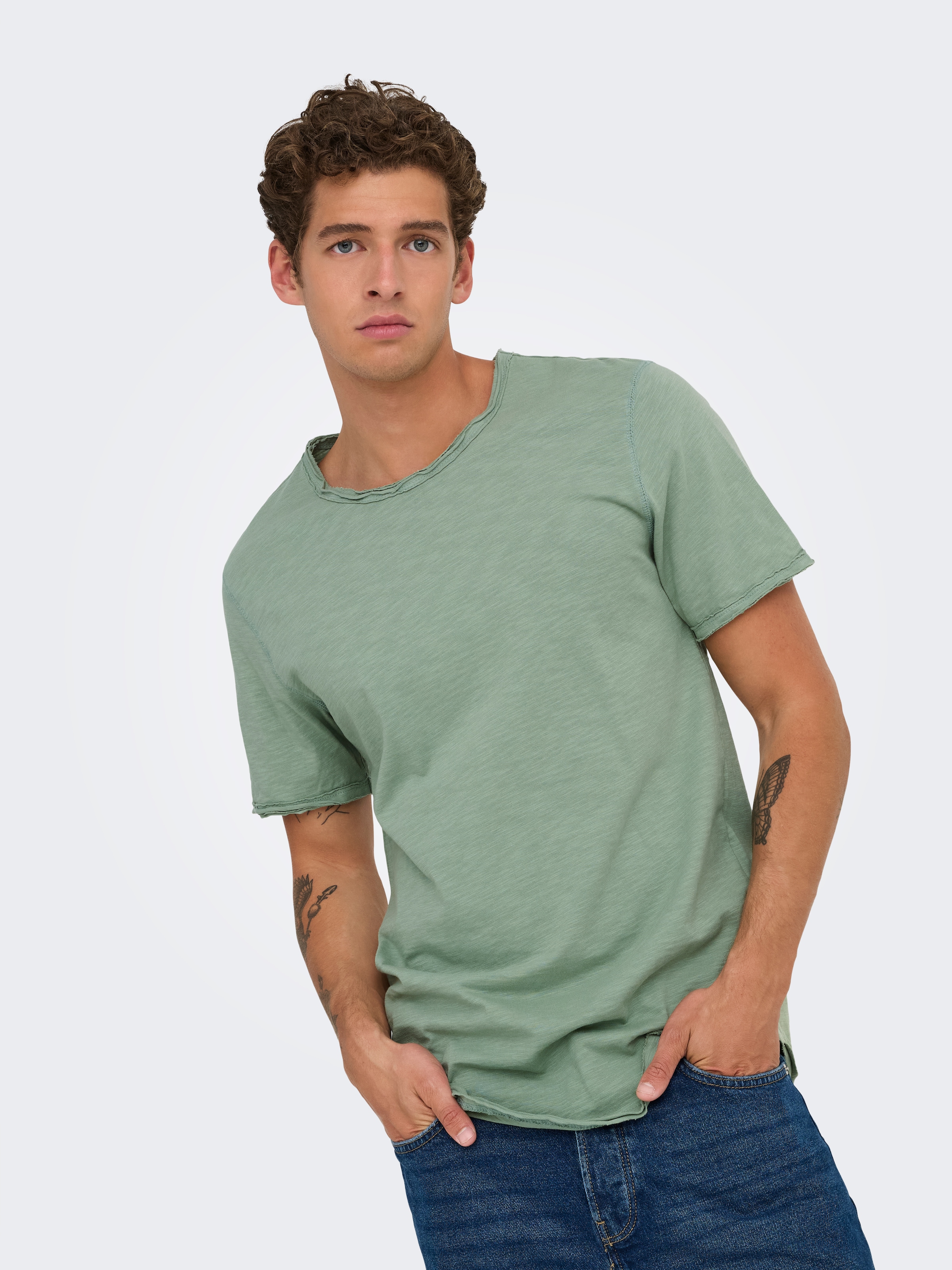 ONLY & SONS Rundhalsshirt »ONSBENNE LONGY SS TEE NF 7822 NOOS«