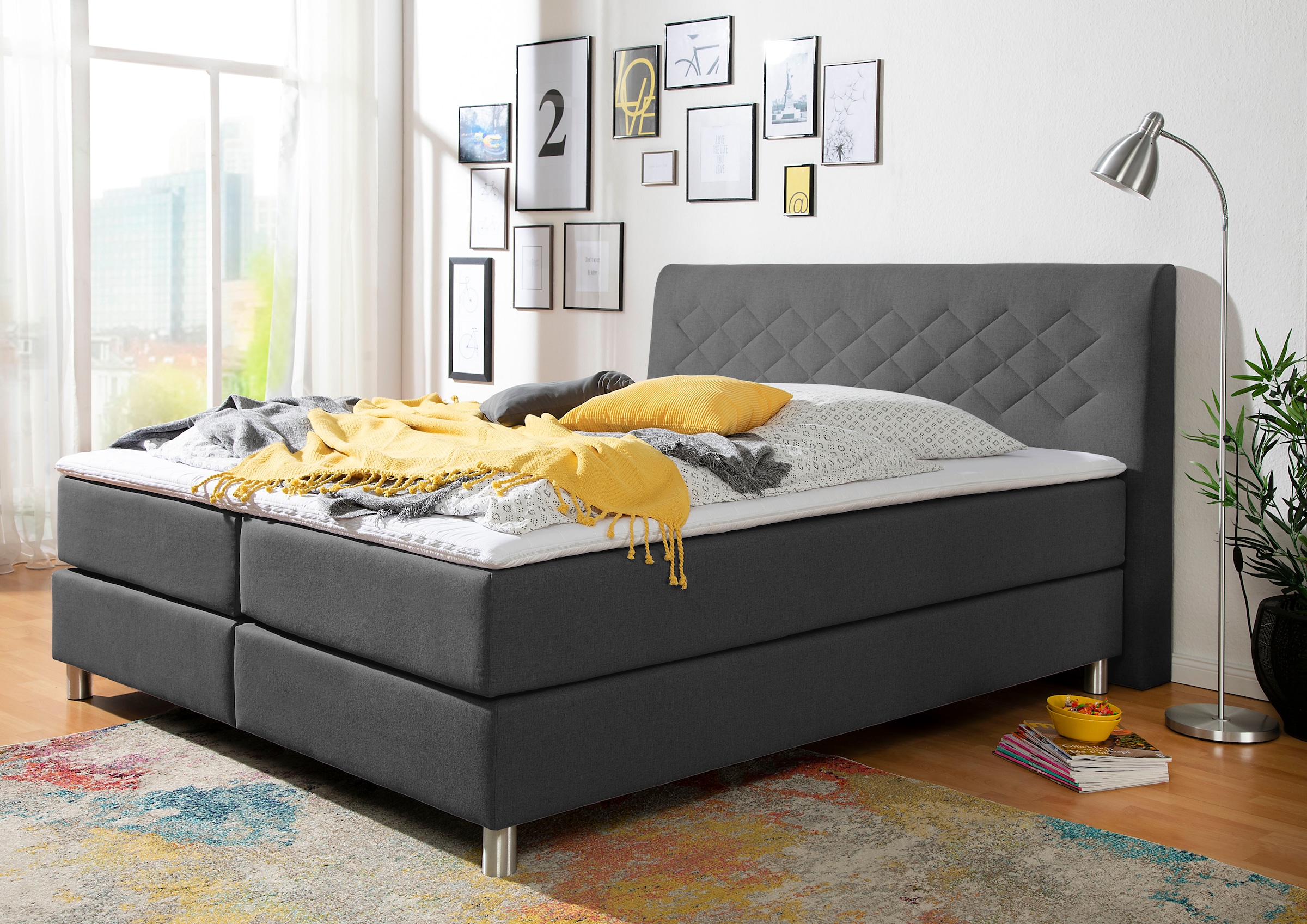 INOSIGN Boxspringbett "Parla", incl. Topper, 4 Farben in 4 Breiten, 2 Härte günstig online kaufen