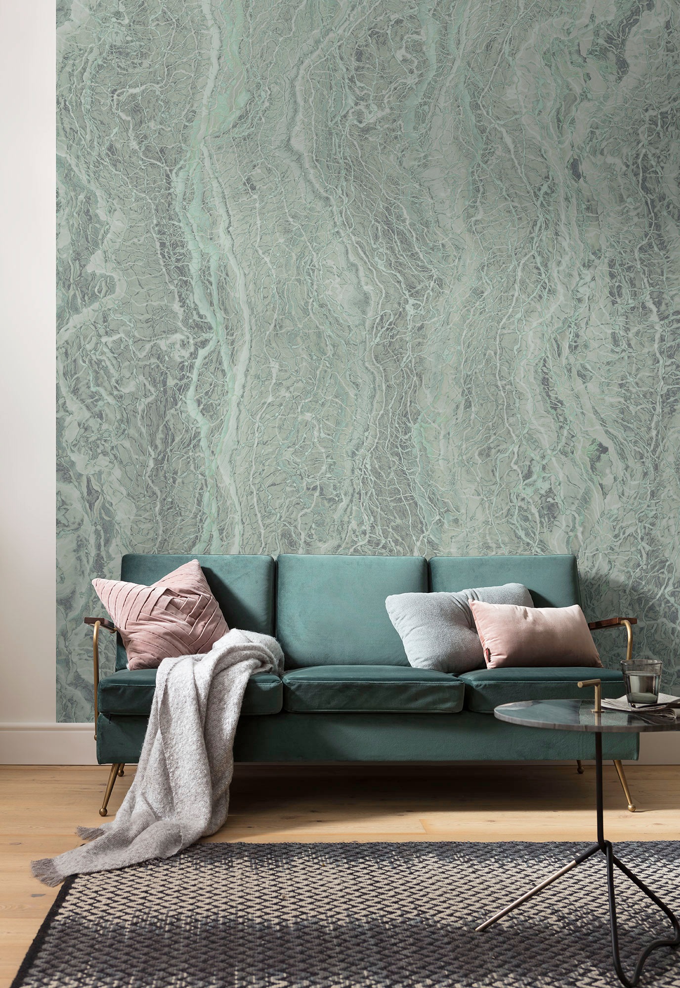 Komar Vliestapete »Digitaldruck Vlies - Marble Mint - Größe 200 x 280 cm«, bedruckt, Wohnzimmer, Schlafzimmer