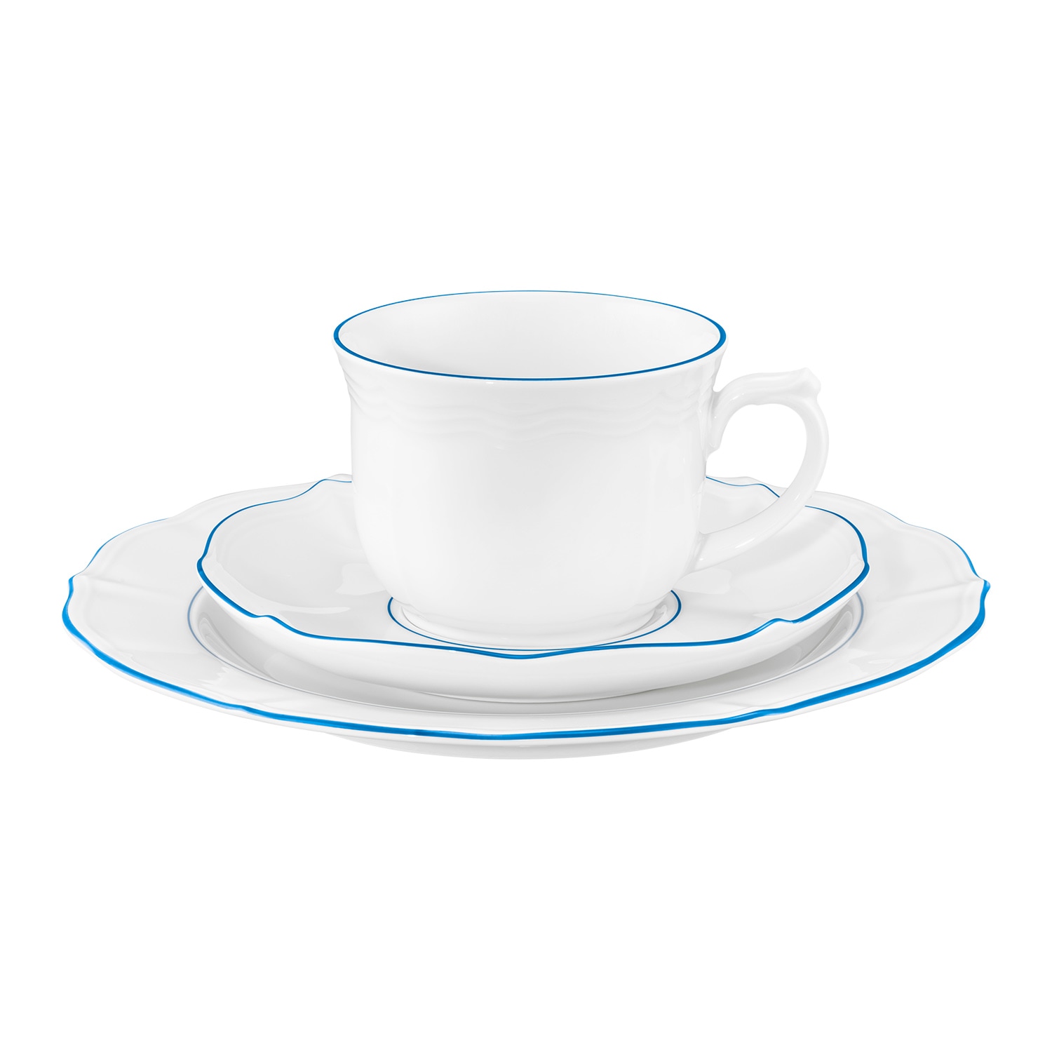 Seltmann Weiden Kaffeeservice »Kaffeeservice 18-teilig Sonate Blue Lines« Kaffeetasse, Untertasse, Teller