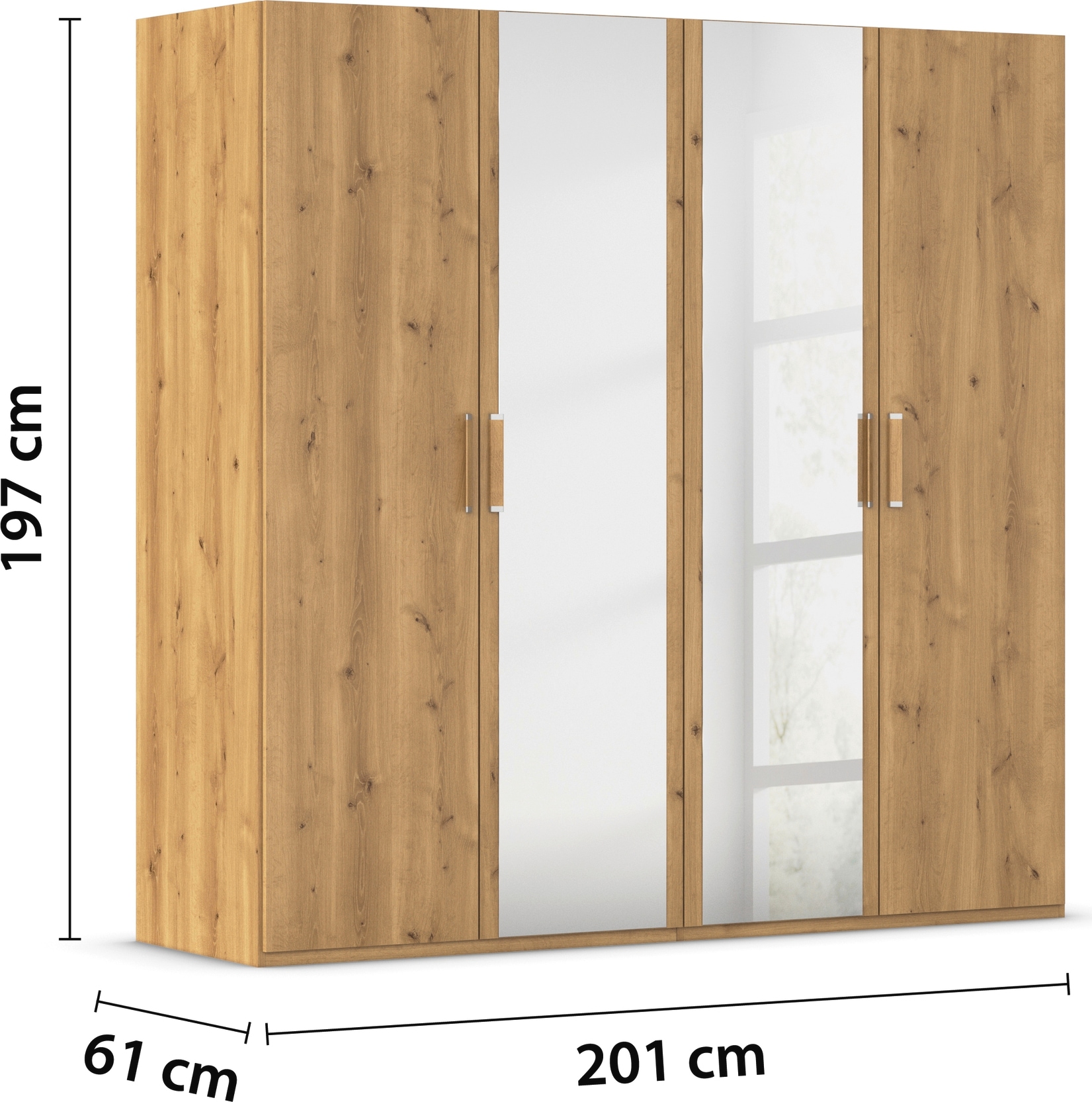 rauch Drehtürenschrank »Kleiderschrank Schrank Garderobe Schlafzimmerschrank EVELYN«, (in 2 Höhen 197 oder 210 cm erhältlich), in elegantem Stil, viel Stauraum 3 Breiten und 2 Höhen MADE IN GERMANY