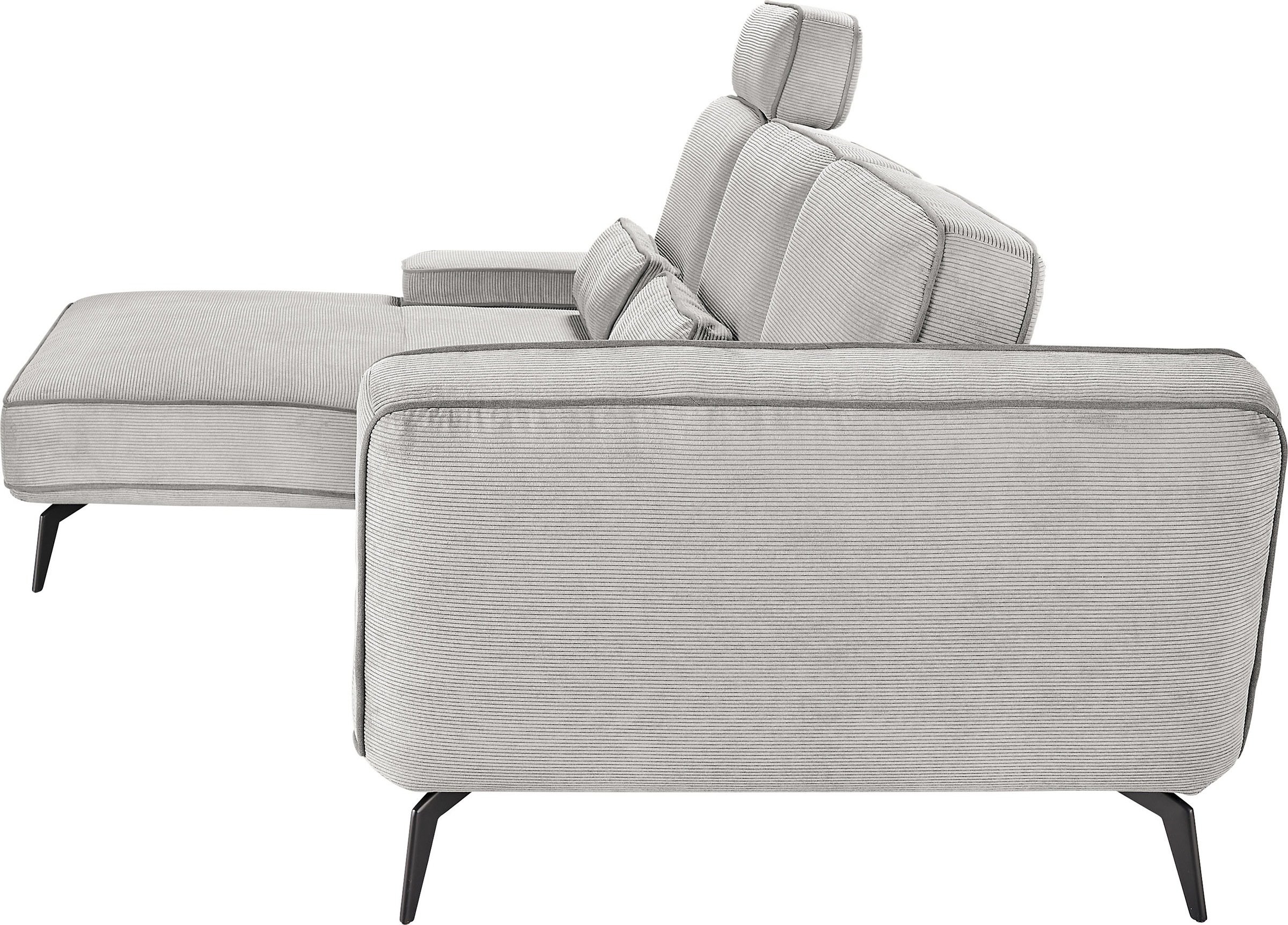 set one by Musterring Ecksofa »SO 4500, Füße schwarz matt, inkl Schwenkrückenfunktion, Cord, L-Form«, wahlweise mit Kopfstütze/Armteilverstellung/Rückenneigung