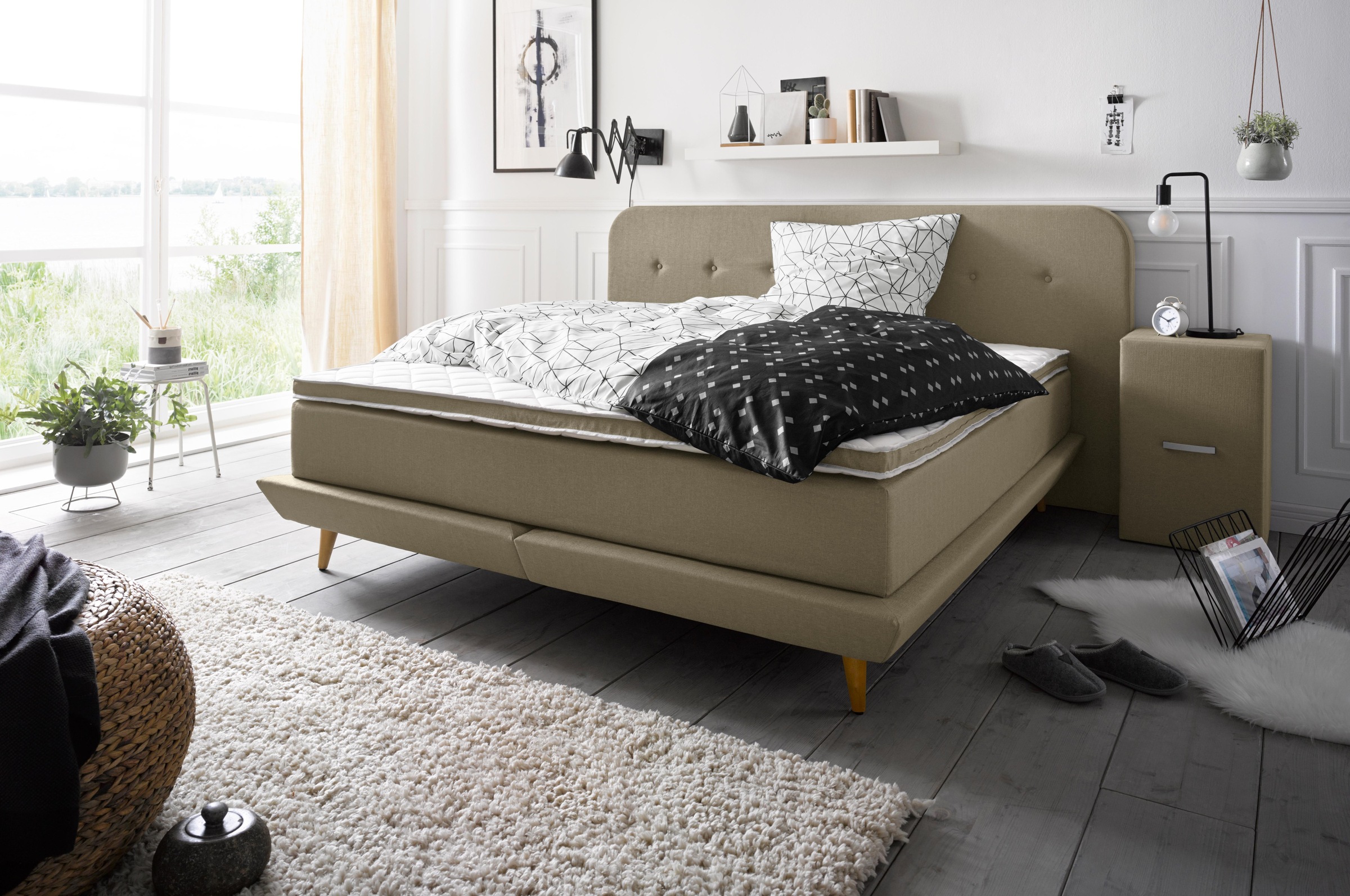 Boxspringbett »Premium«, Steppung mit Knopfheftung, inkl. Topper