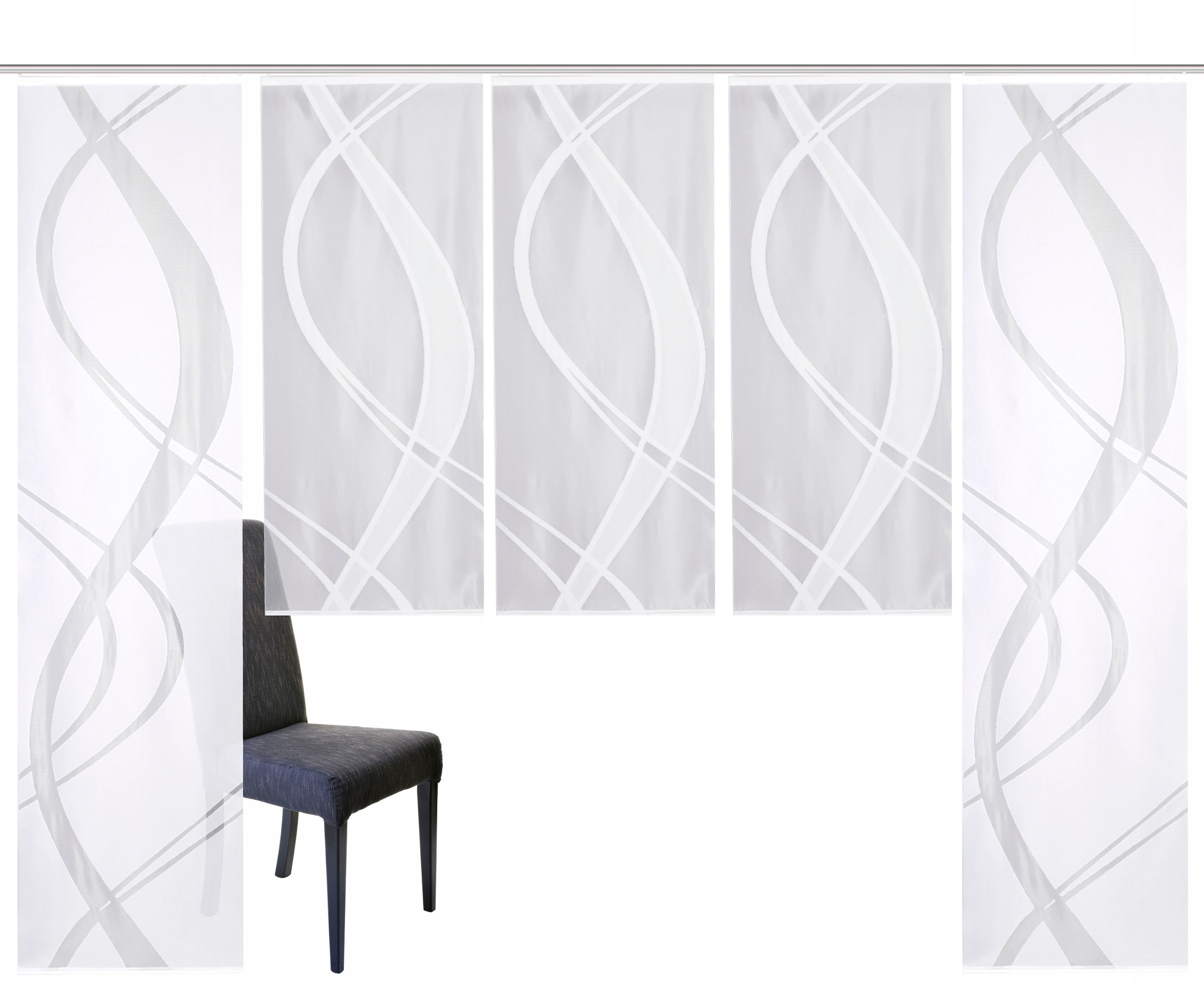 HOME WOHNIDEEN Schiebegardine »TIBASA« Paneelwagen 5 Stk. tlg. halbtranspar günstig online kaufen