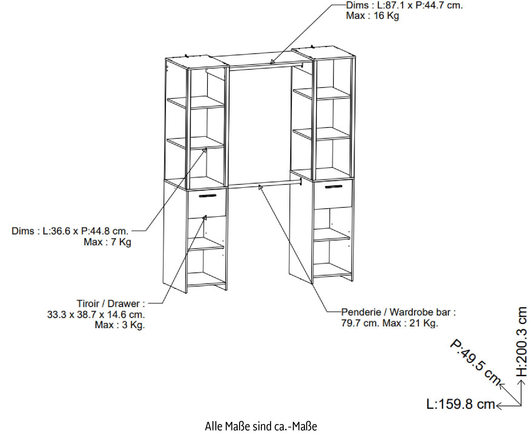 Demeyere GROUP Vorhang-Schrank »Gary« B/H/T ca. 160/200/50cm,  platzsparendes Design,