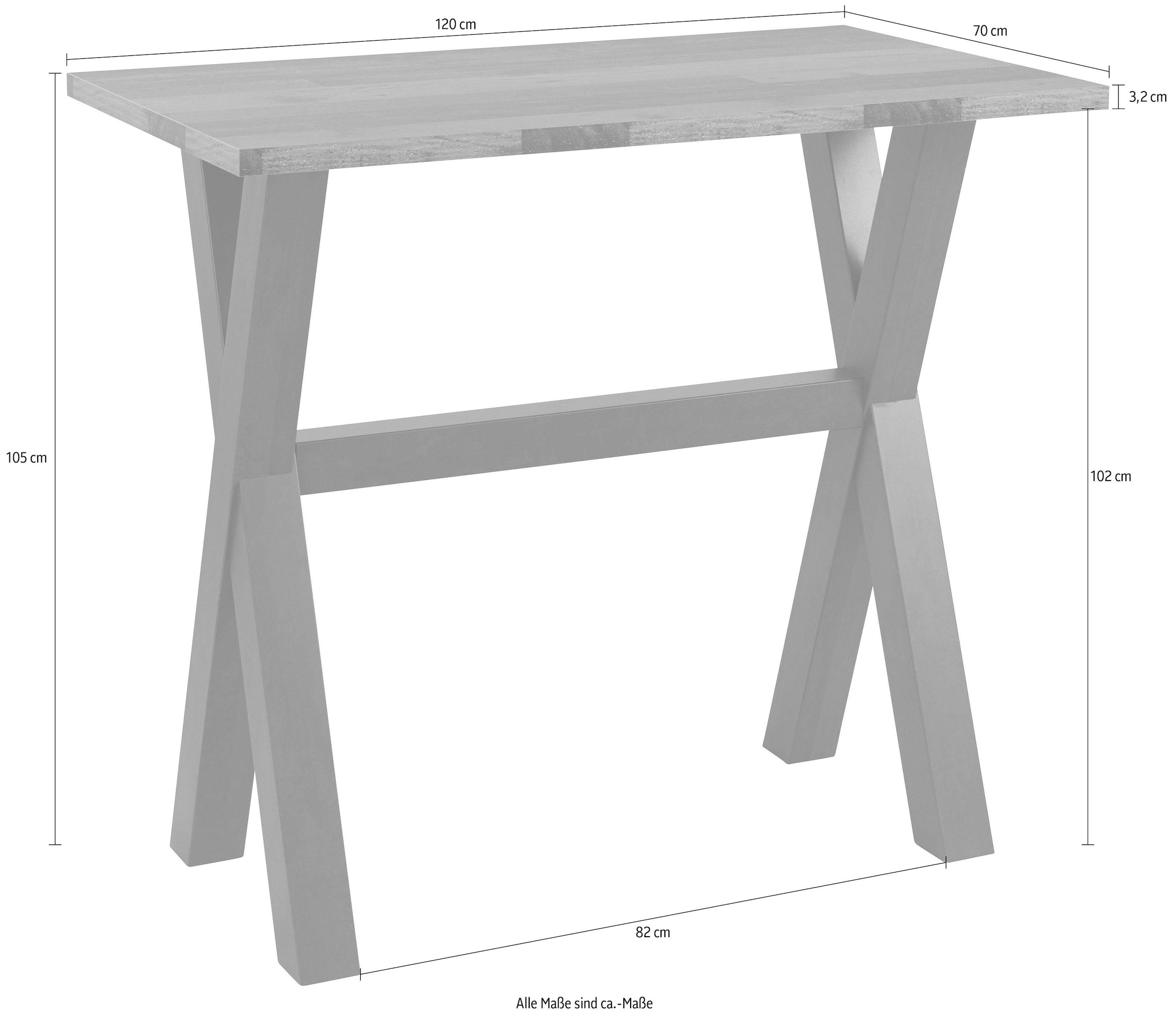 Mäusbacher Bartisch, Gestell in X-Form (Breite 120, 140 oder 160 cm)