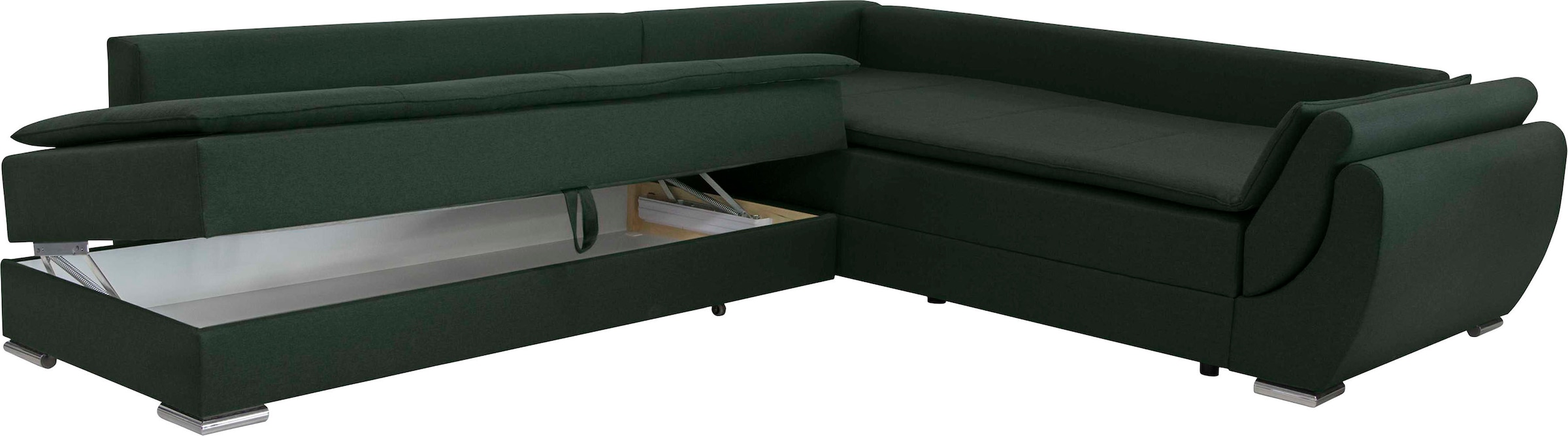 INOSIGN Ecksofa »Göteborg«, mit Boxspring-Bettfunktion und Bettkasten, Dauerschlaffunktion, Topper
