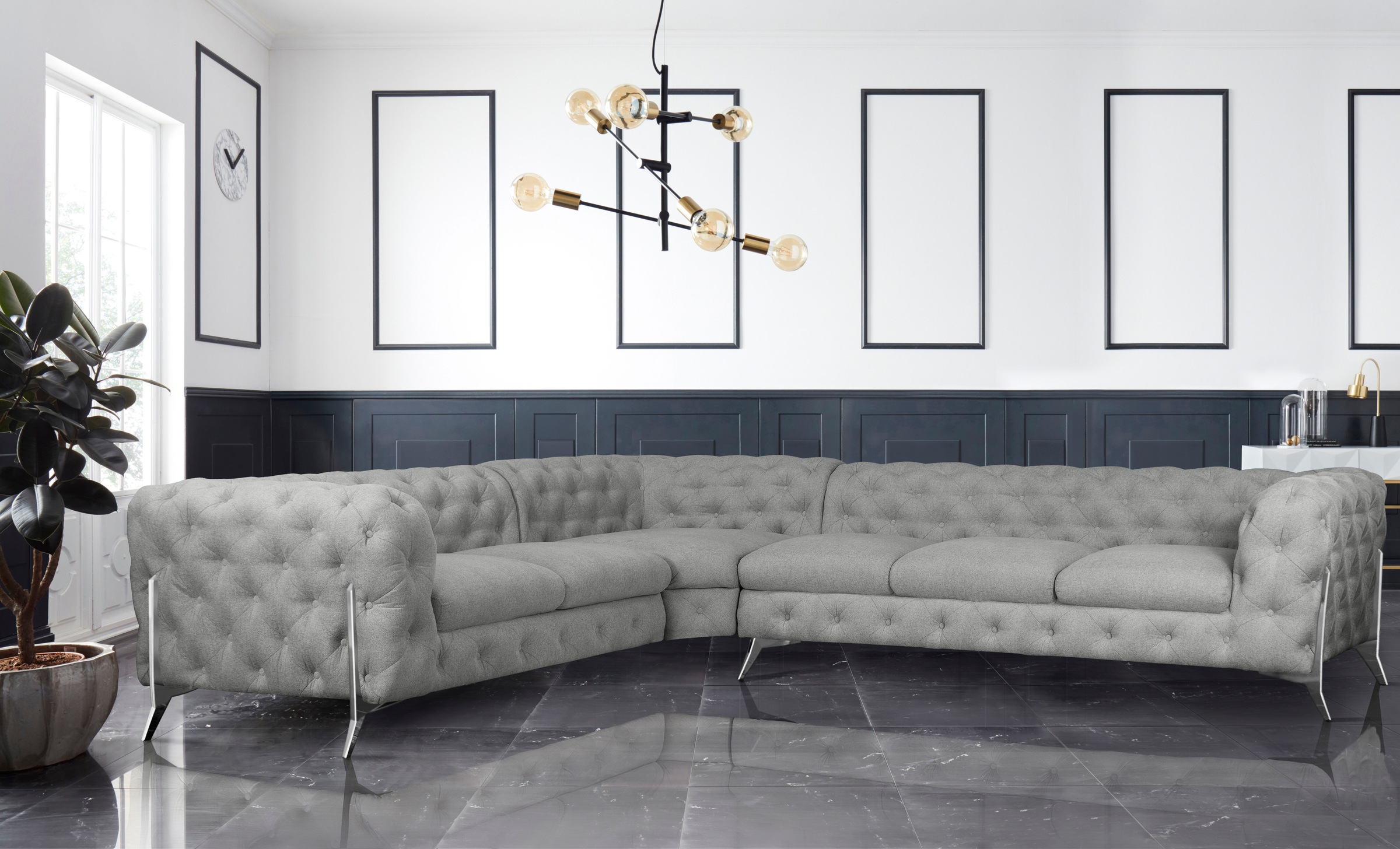 Home affaire Chesterfield-Sofa »Amaury L-Form« großes Ecksofa, Chesterfield günstig online kaufen