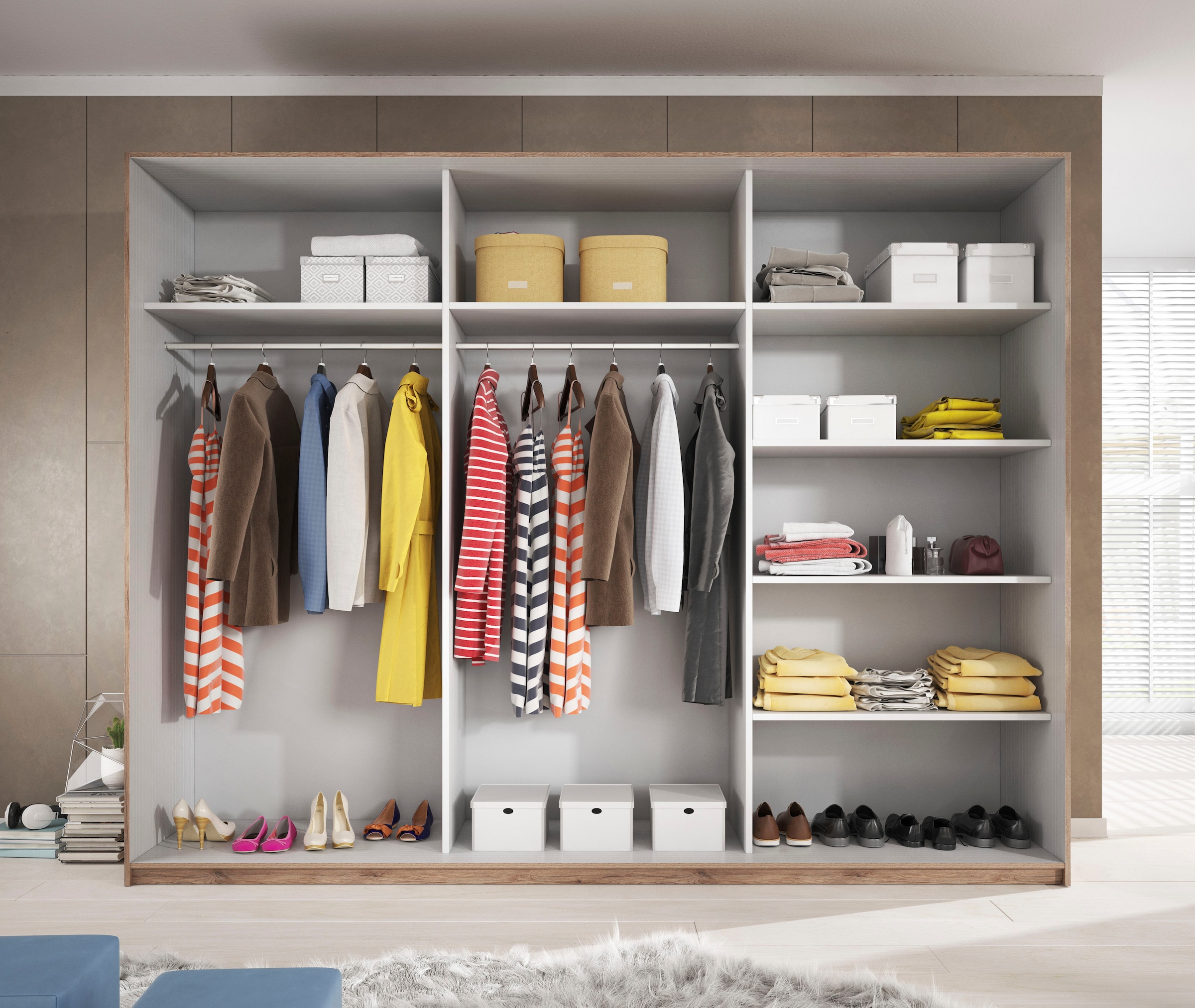 INOSIGN Schwebetürenschrank »Galaxy Breite 200,220 oder 270cm breit, Kleiderschrank, Wäscheschrank«, mit breiter Spiegelfront, INKLUSIVE kompletter Innenausstattung