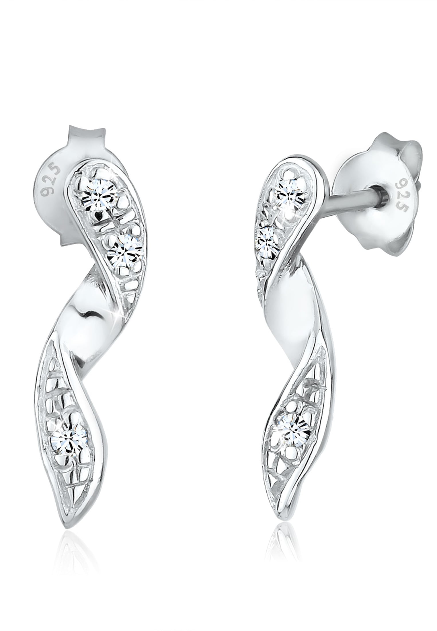 Elli Paar Ohrstecker »Spirale Geo Glamour Kristalle Silber«